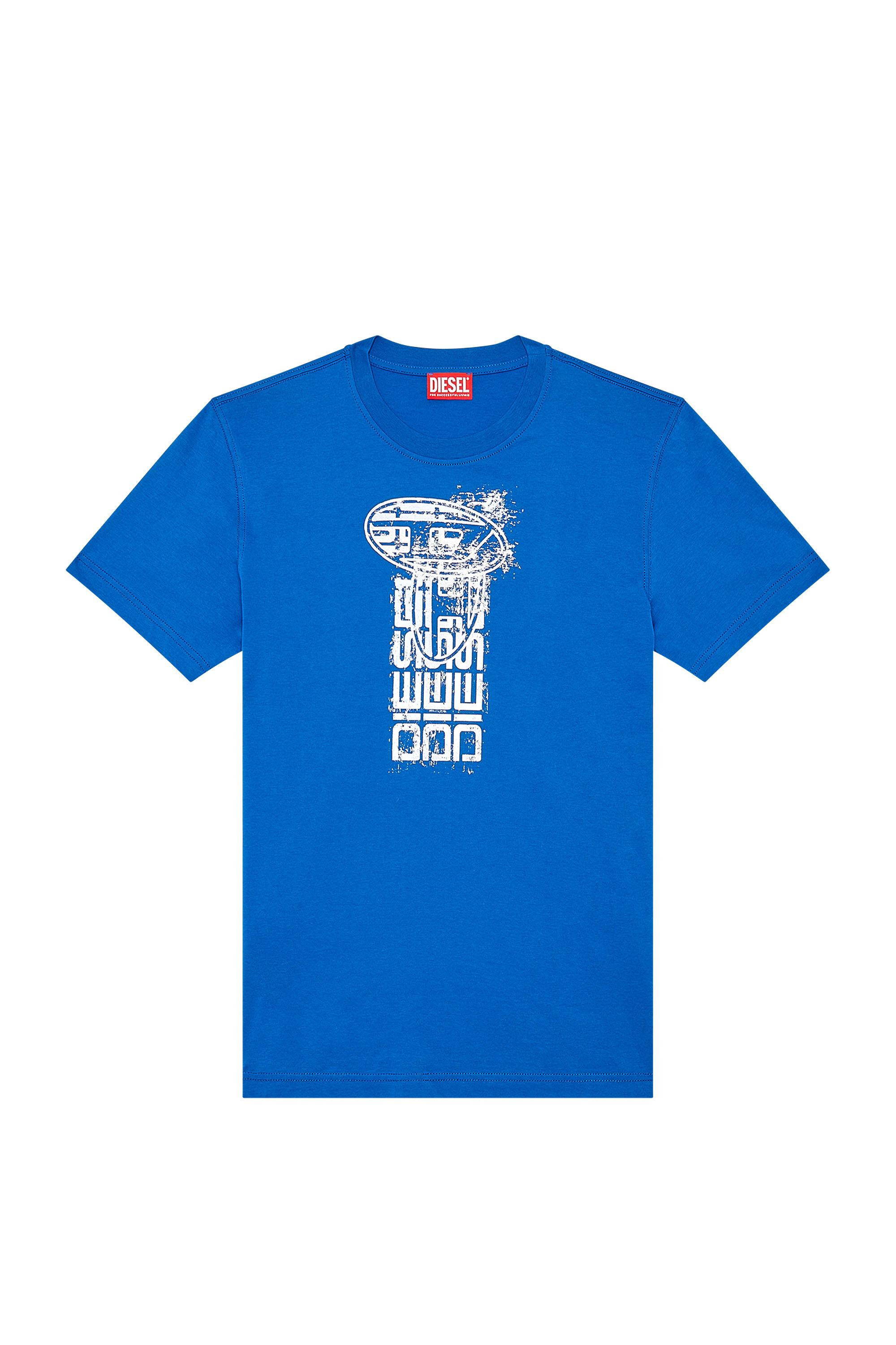 Diesel - T-DIEGOR-K68, T-shirt avec logos métallisés Homme in Bleu - 2