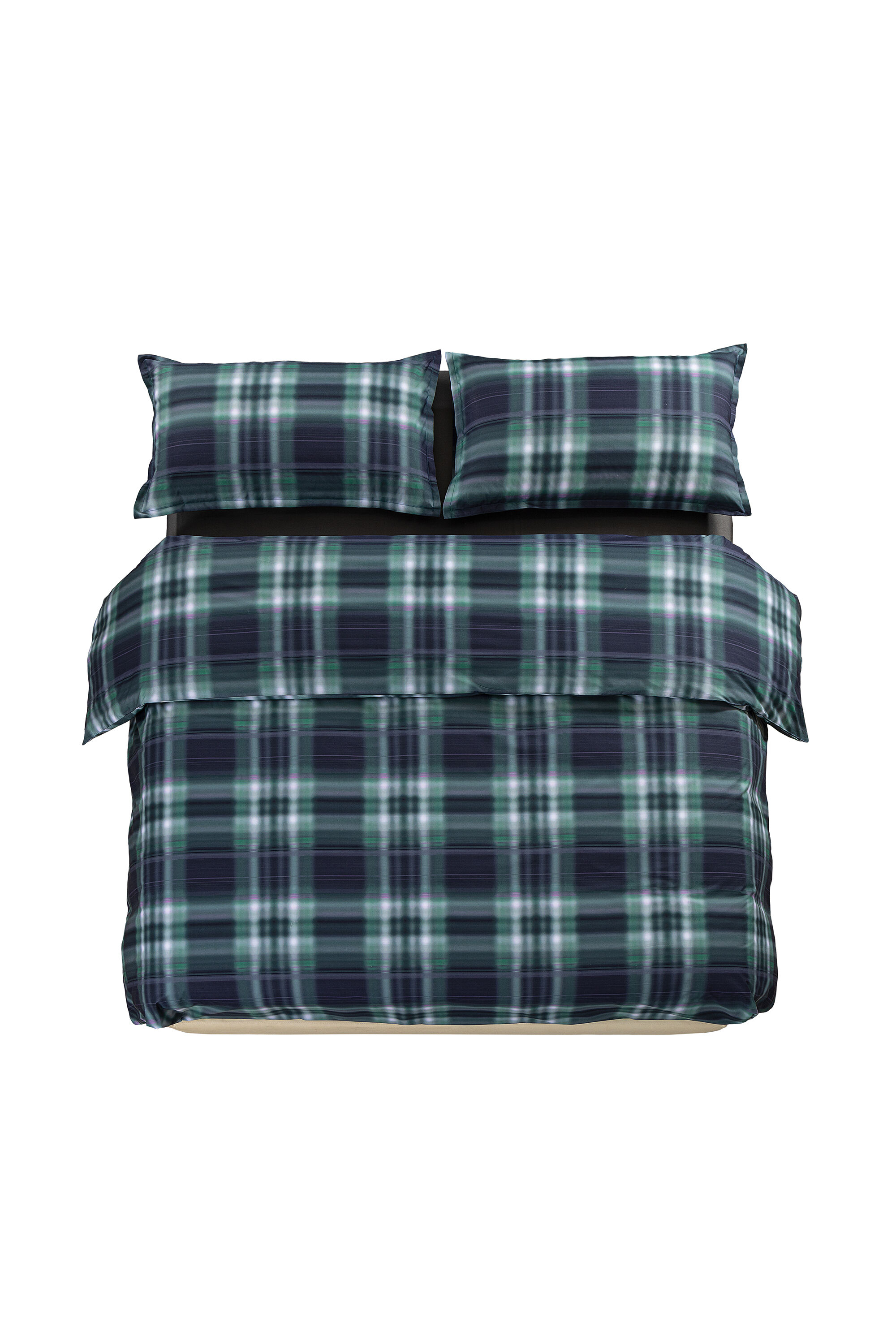 Diesel - 1016334 HAZY TARTAN BLUE DUVET COVER SET, Parure de housse de couette en percale pour lit queen size Mixte in Polychrome - 1