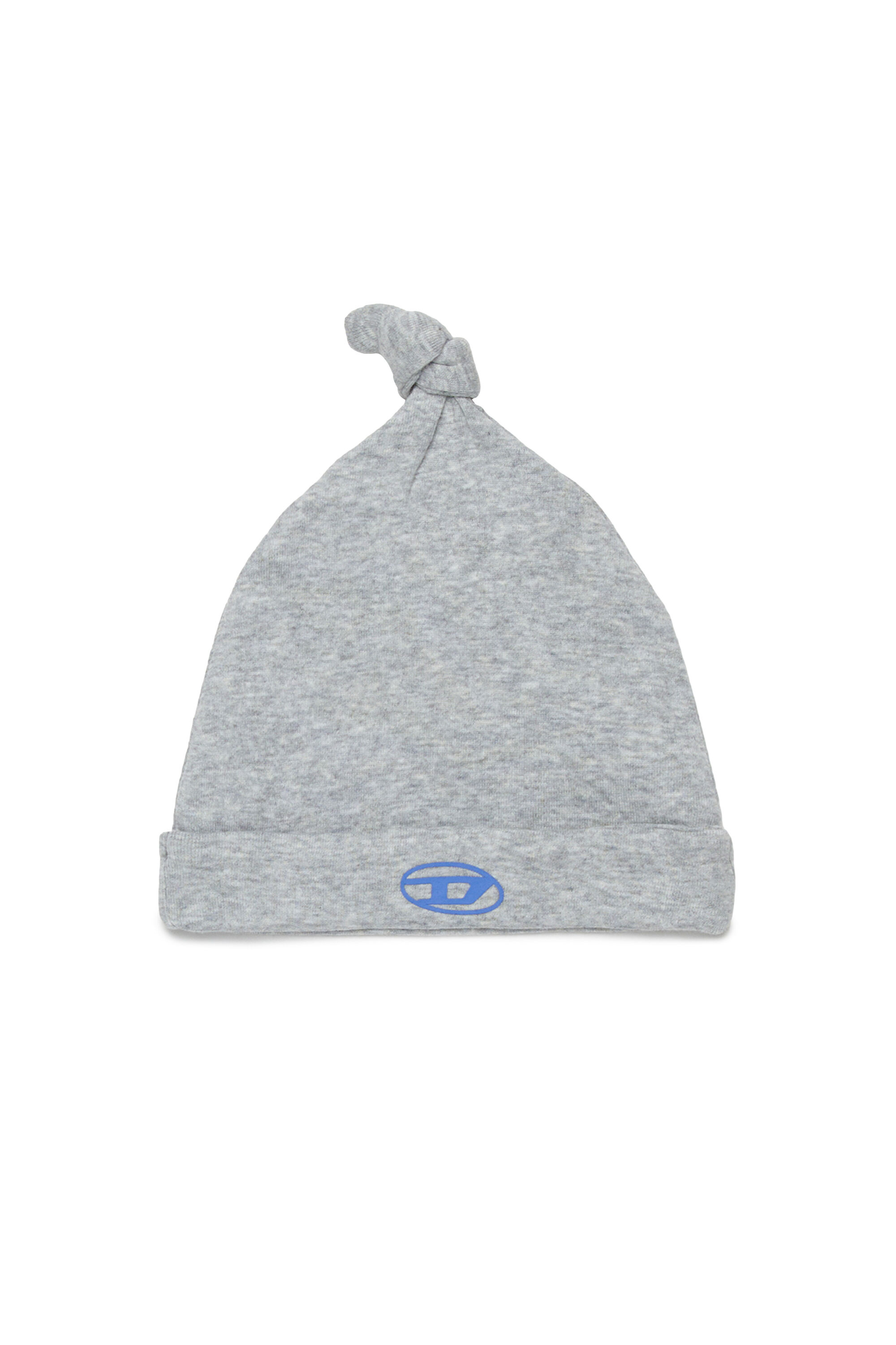 Diesel - FAMOUS-NB, Bonnet pour bébé noué avec logo Oval D Mixte in Gris - 1