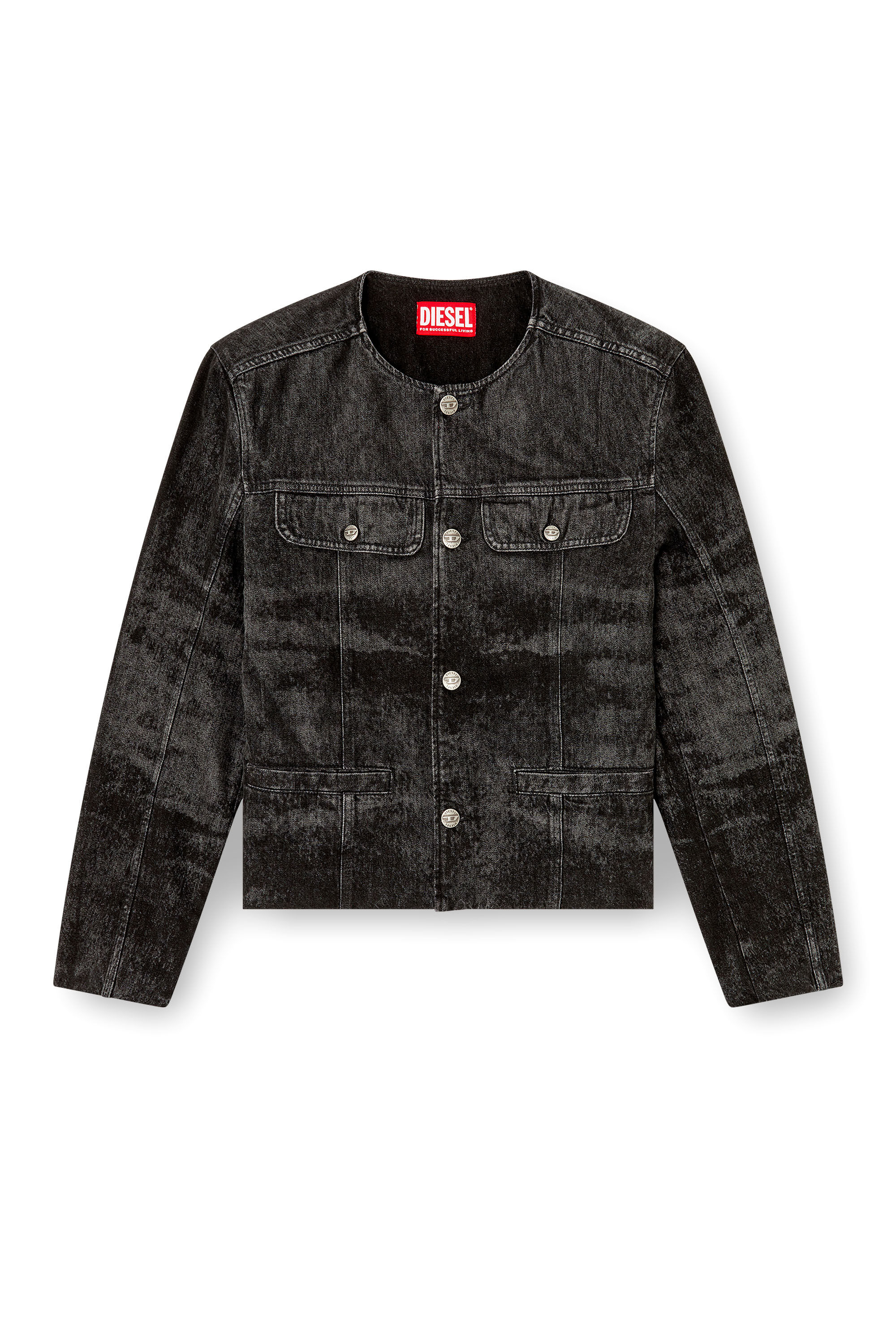 Diesel - D-ABERDEEN-FSH2, Veste en denim de coton et chanvre gravé au laser Homme in Noir - 2