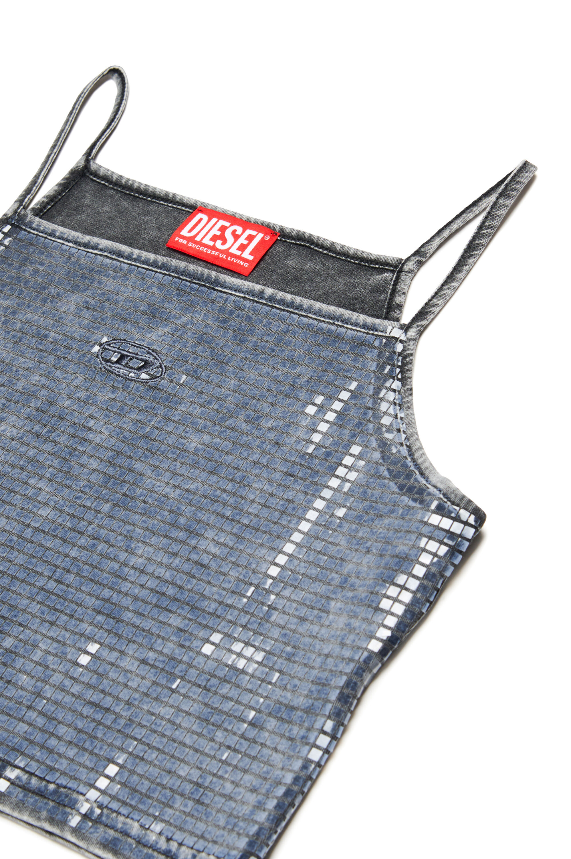 Diesel - TLILL, Caraco cropped en jersey effet pailleté Femme in Noir - 3