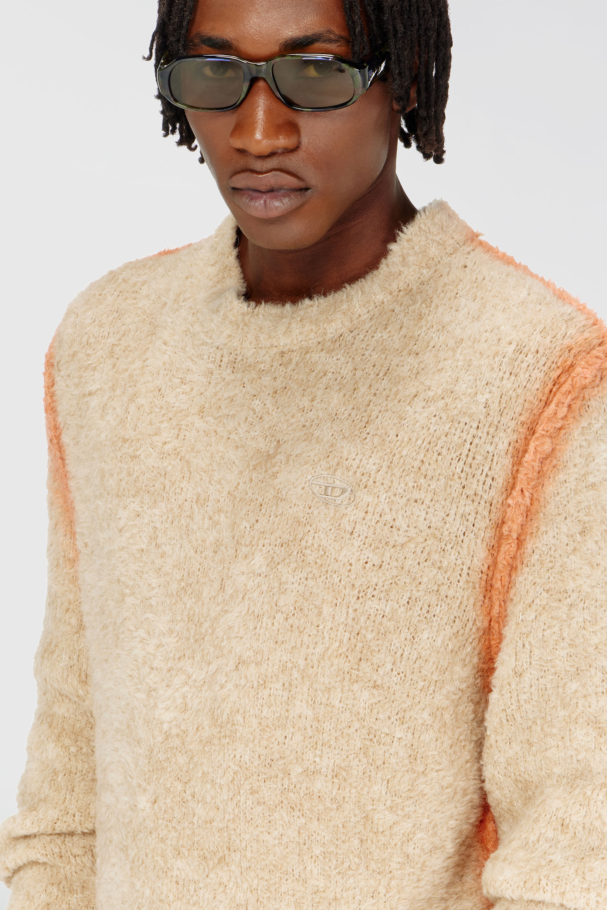 Diesel - K-RIMI, Pull en m&eacute;lange d&rsquo;alpaga avec coutures effet spray Homme in Marron - 5