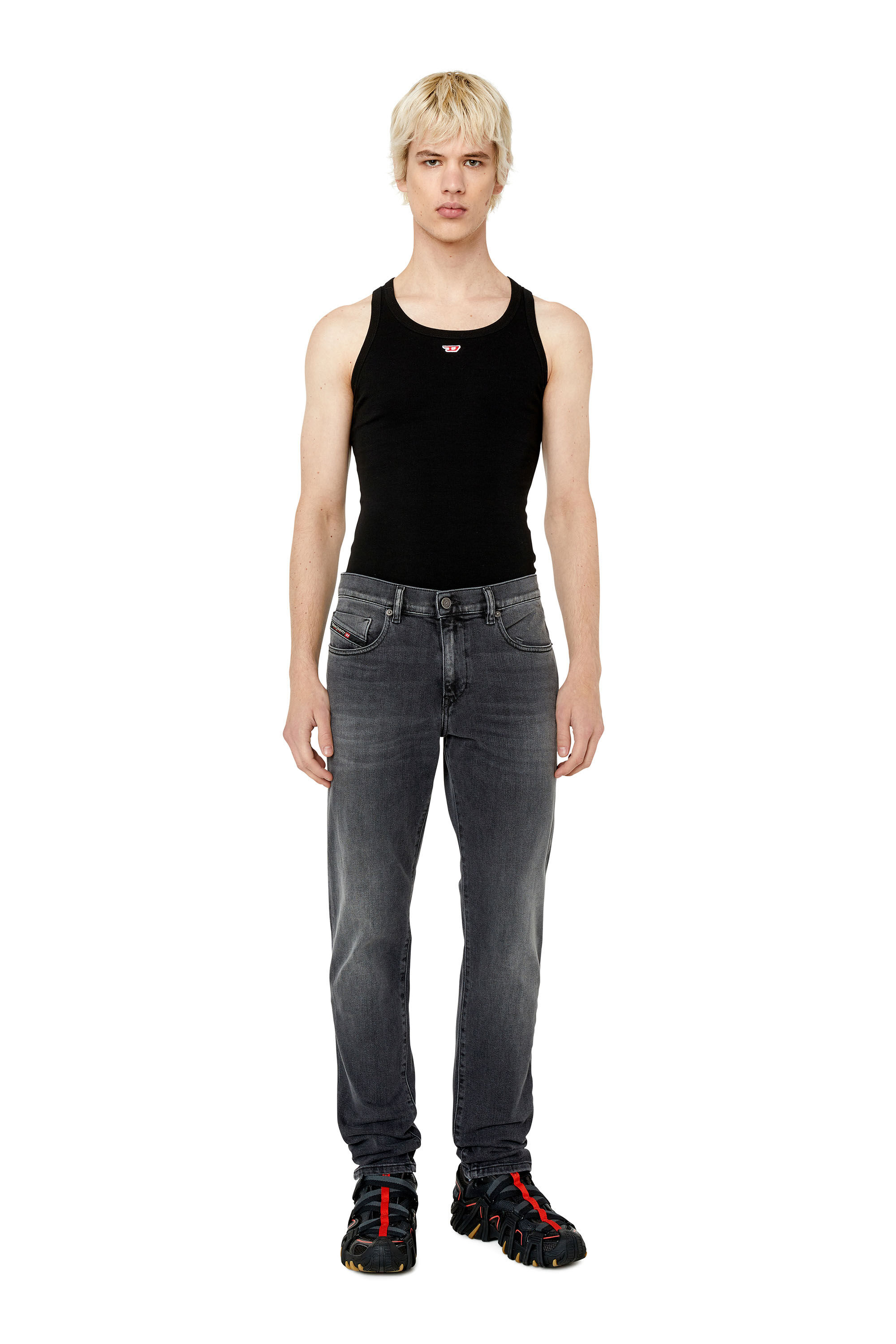Diesel - 2019 D-Strukt 09E94 Slim Jeans, Noir/Gris foncé - Image 1