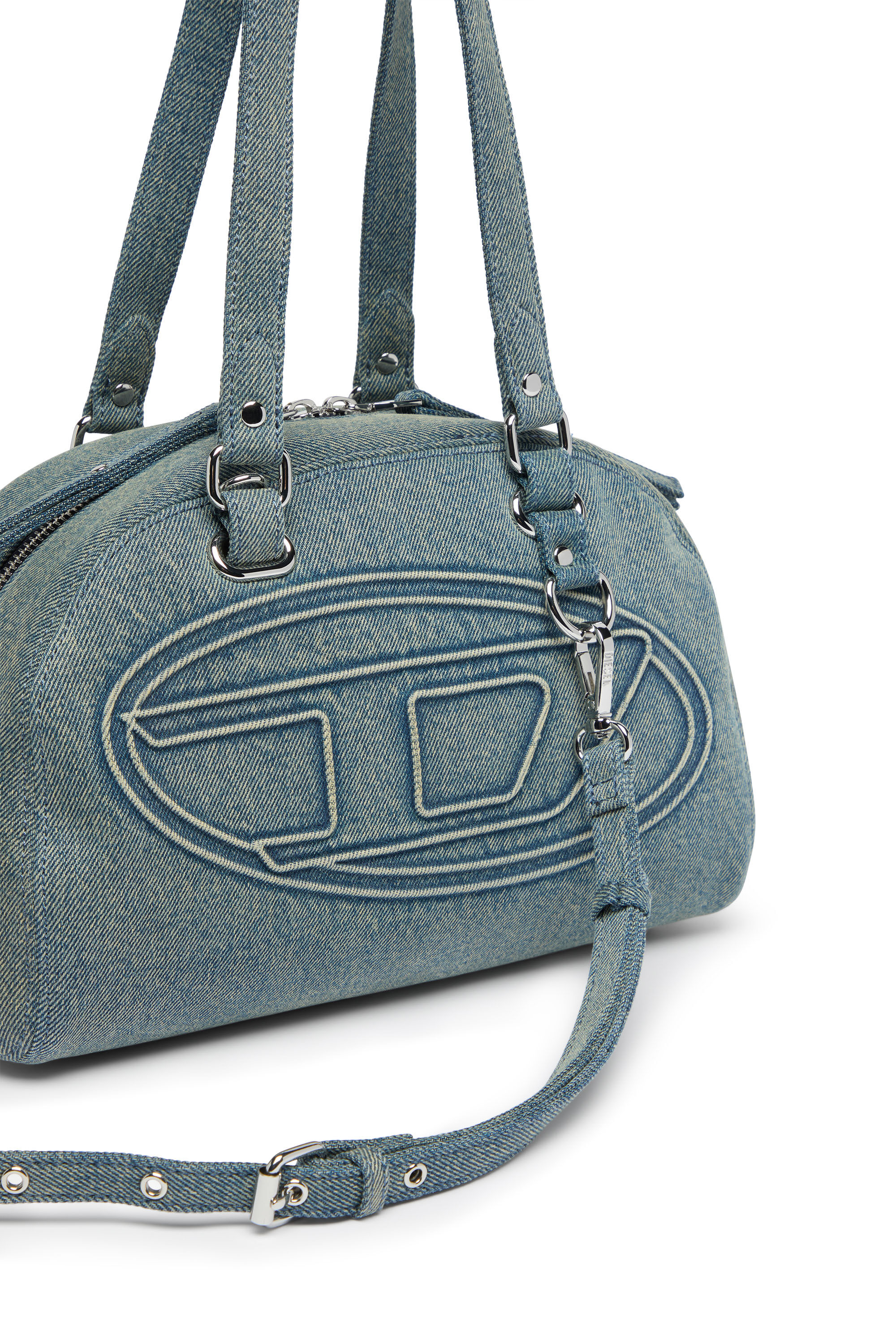 Diesel - 1DR DOME SOFT SHOULDER, Unisex's 1DR Dome-Shoulder bag in denim with Oval D logo in Light Blue - 6
