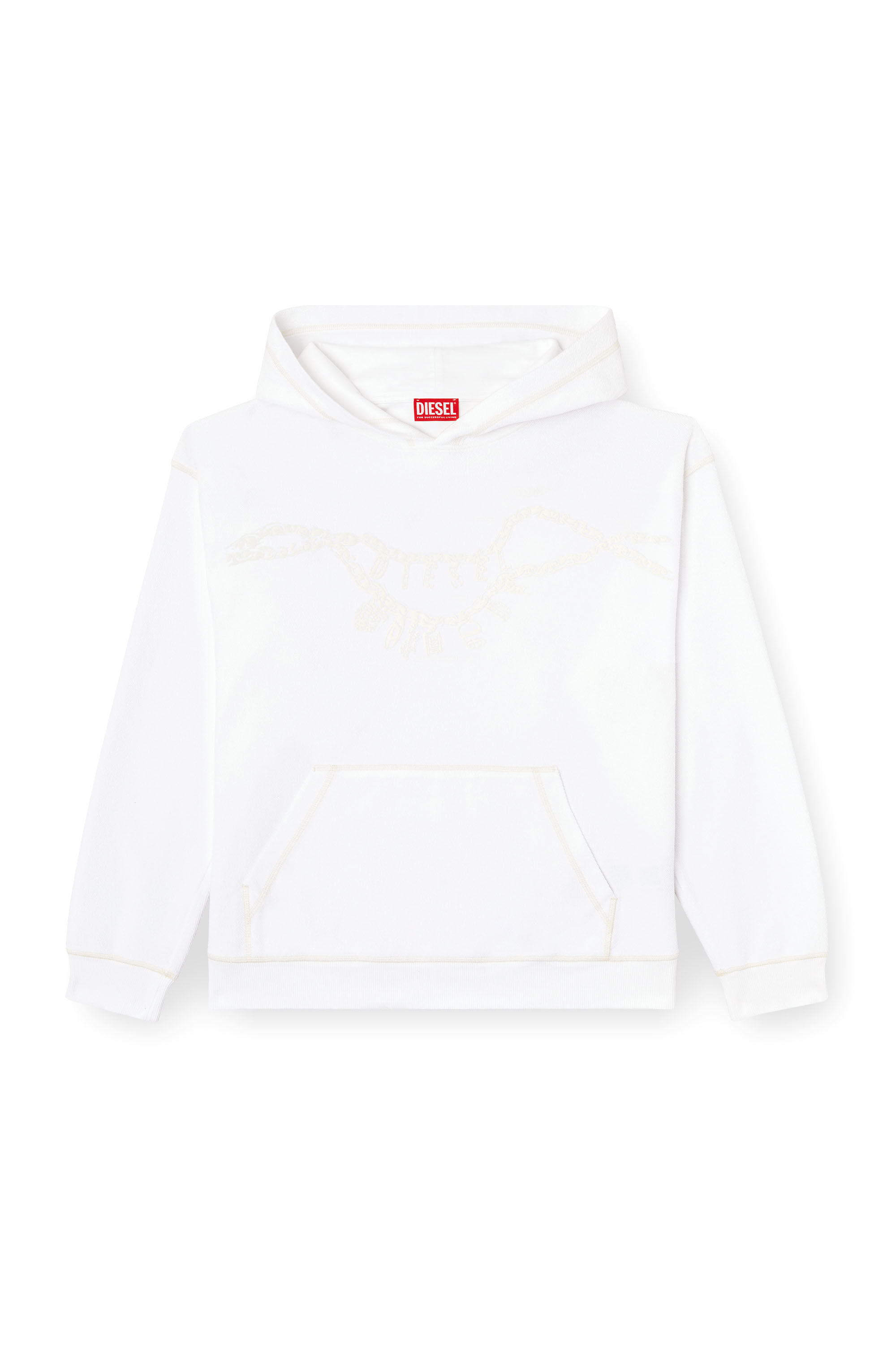 Diesel - S-BOXT-HOOD-HOSHI, Sweat-shirt à capuche avec imprimé collier à breloques Mixte in Blanc - 2
