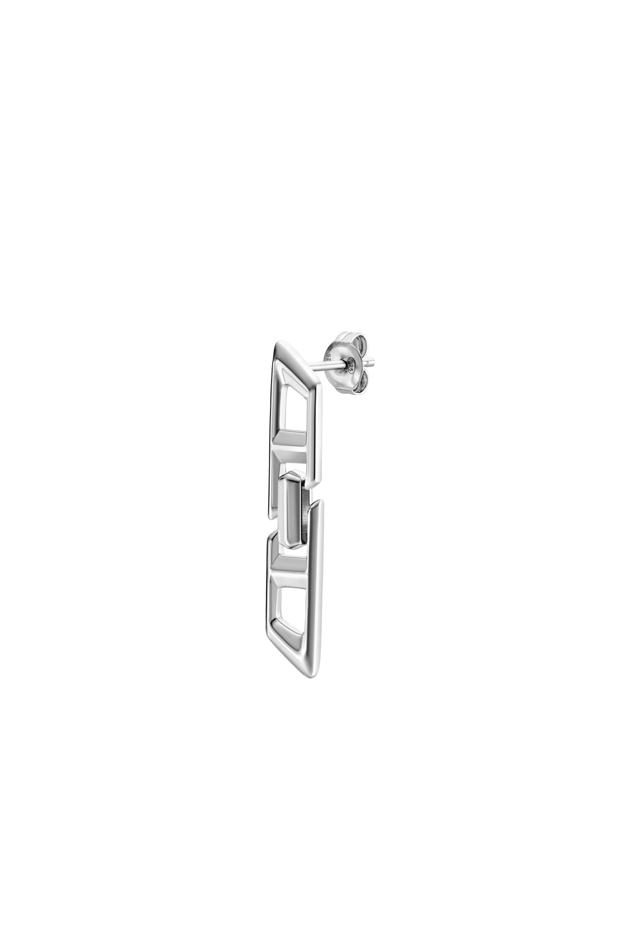 Diesel - DL1348040 STERLING SILVER JEWEL, Boucle d'oreille pendante en argent sterling avec logo D Mixte in Gris argenté - 1