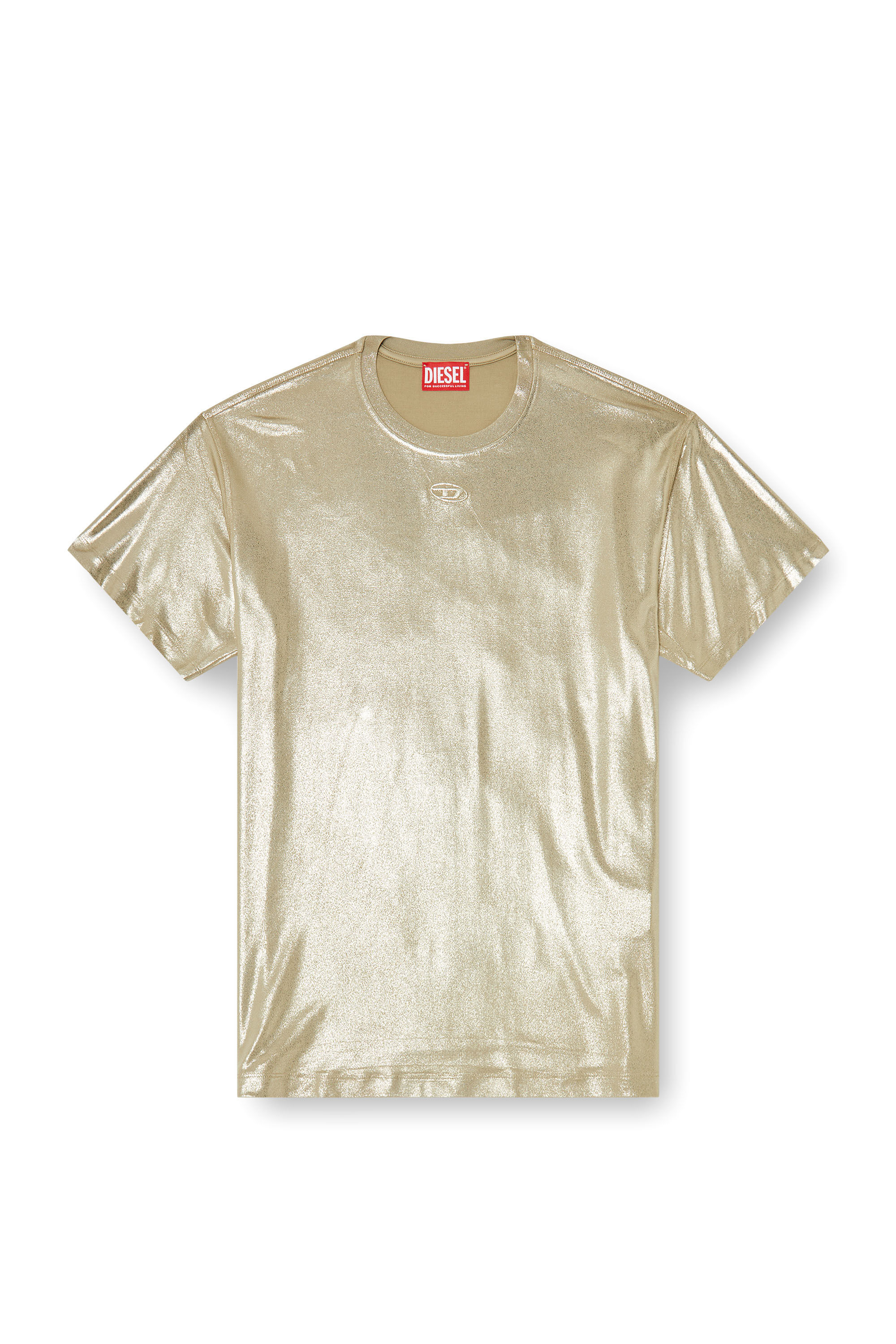 Diesel - T-NORMY-AA2, T-shirt en jersey &agrave; finition m&eacute;tallis&eacute;e Femme in Beige - 2