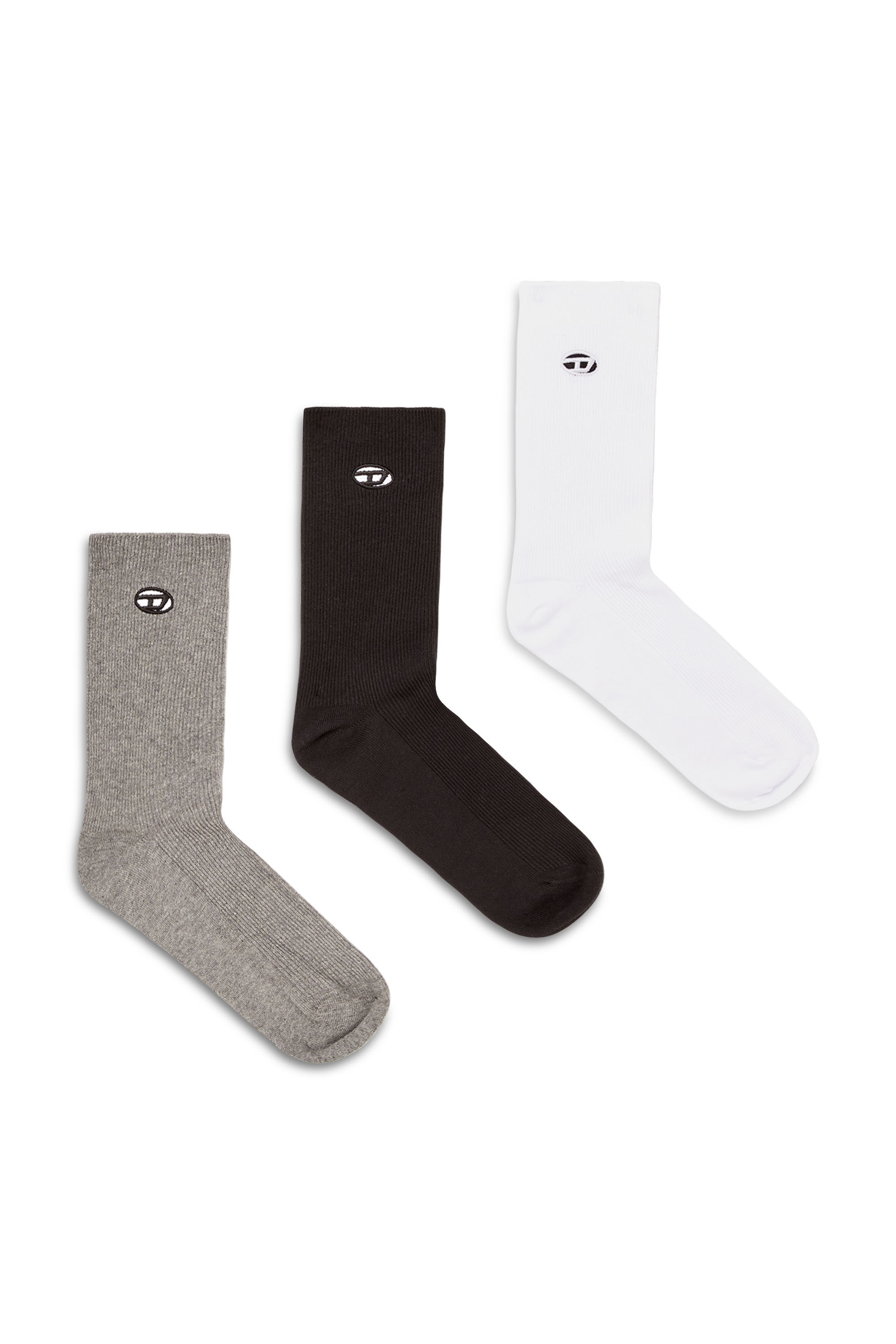 Diesel - SKM-D-OVAL, Lot de 3 paires de chaussettes en coton avec broderie Oval D Homme in Polychrome - 1