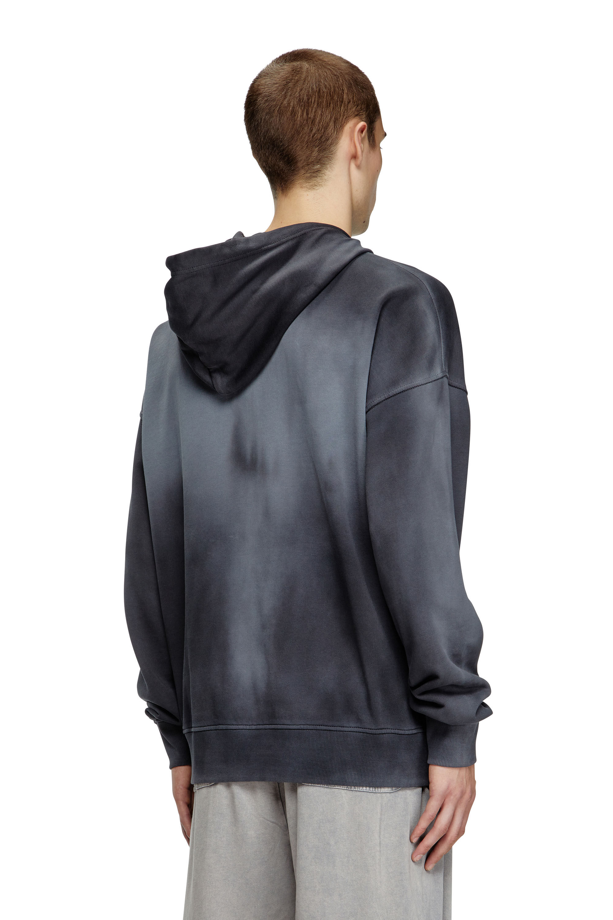Sweat-shirt à capuche délavé avec micro-logo brodé Homme