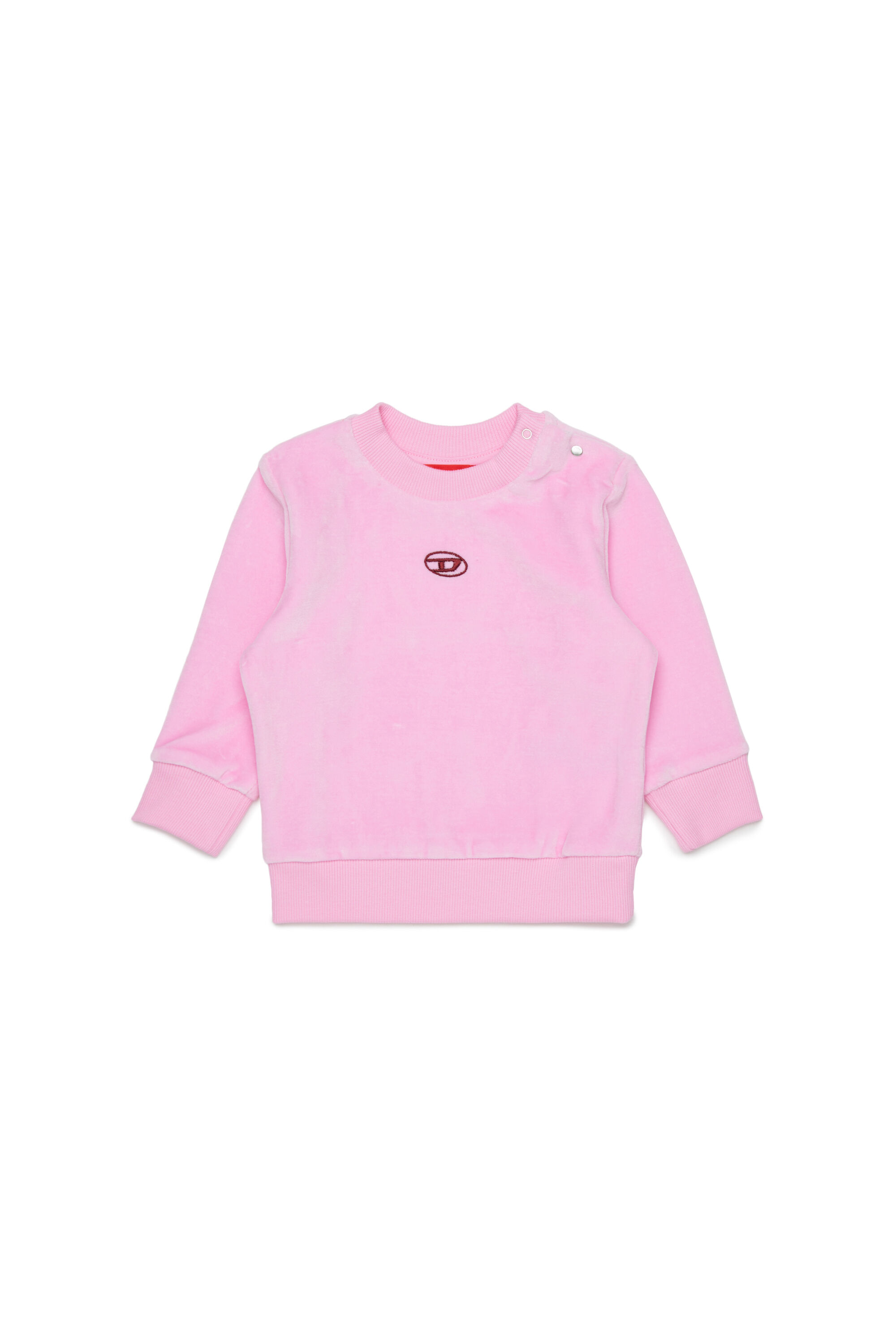 Diesel - SHENIB, Sweat-shirt en velours avec broderie Oval D Homme in Rose - 1