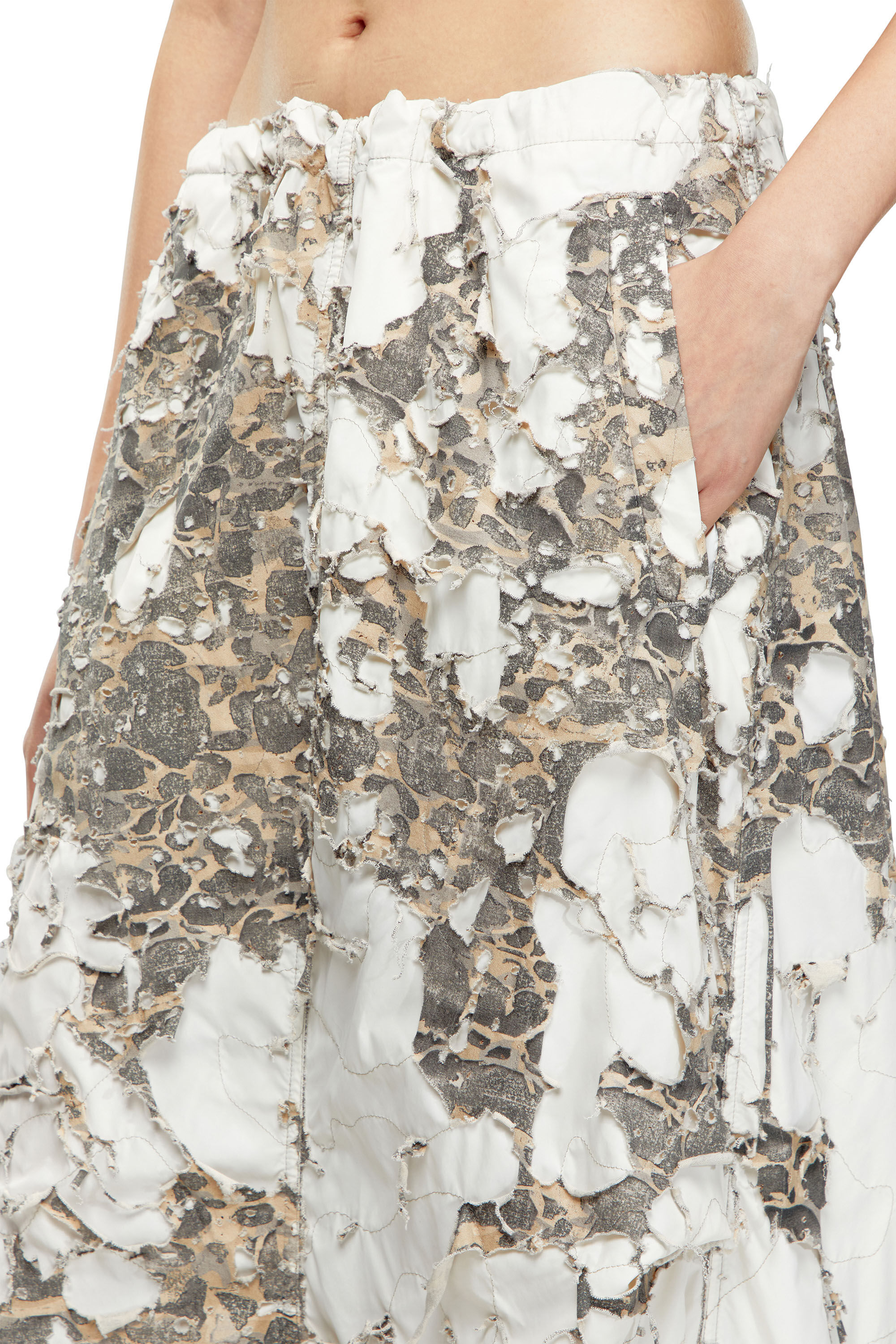 Diesel - O-HOCKYS, Woman Long skirt with destroyed camo layer in White - Image 5
