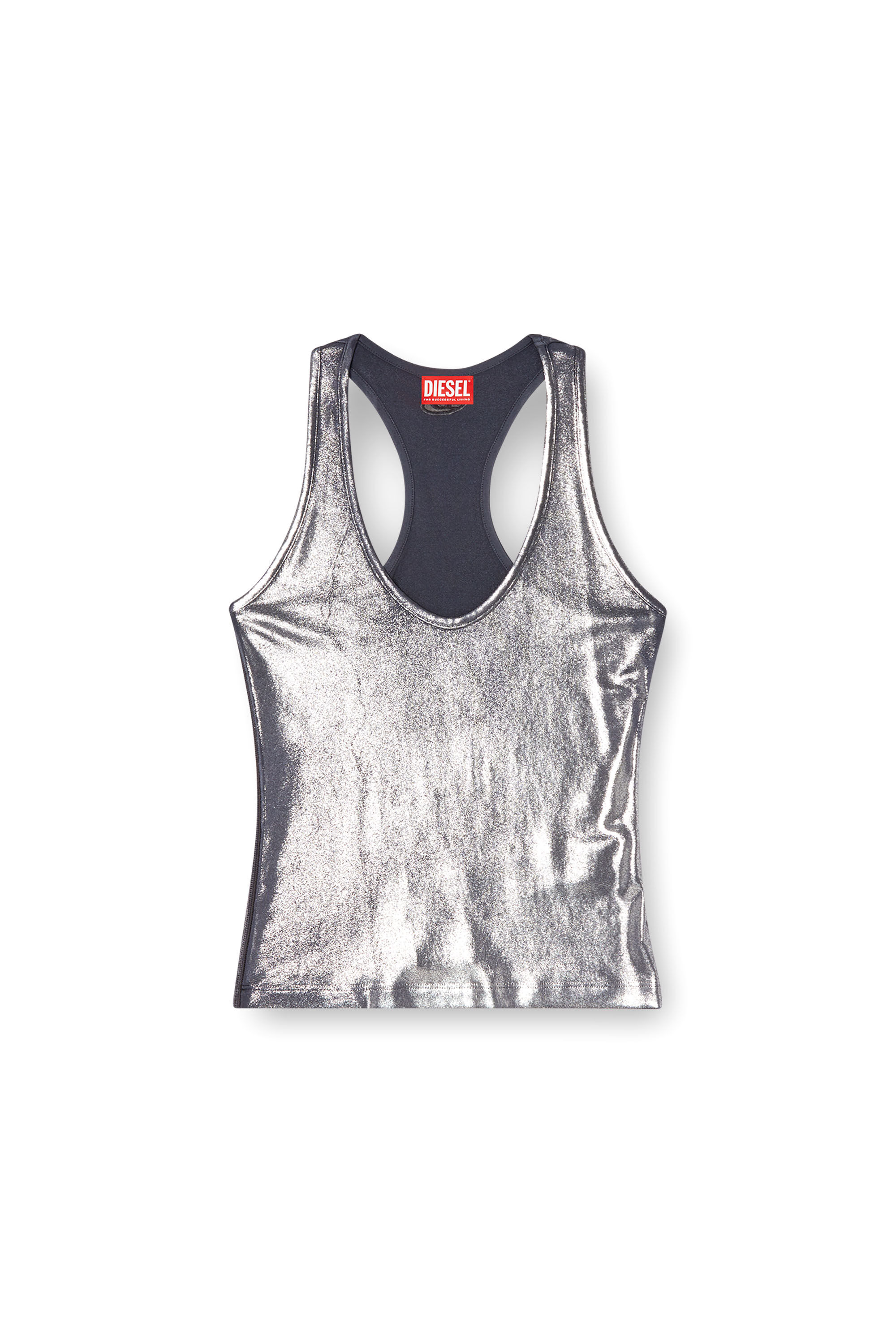Diesel - T-AMA, Débardeur métallisé Femme in Bleu - 2