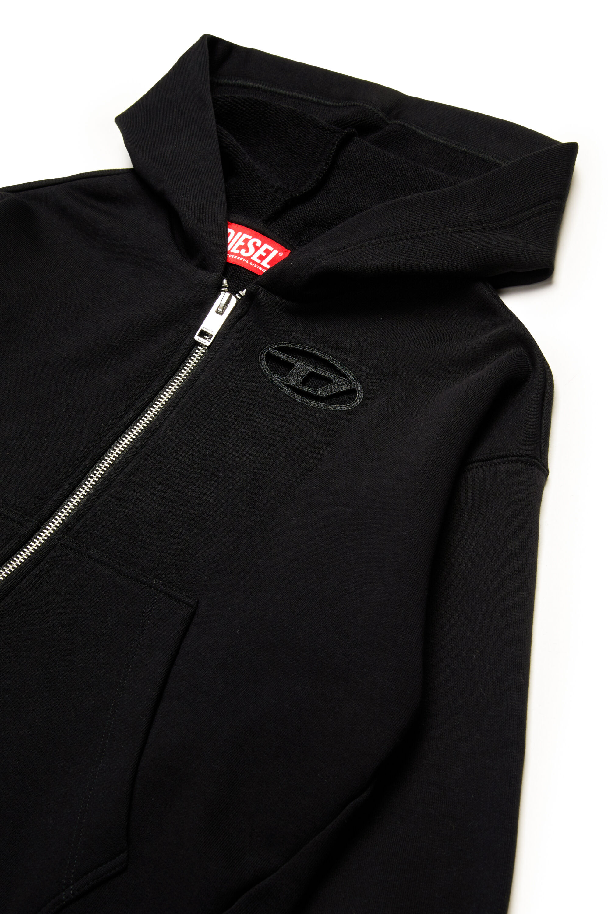 Diesel - SFPERU, Sweat-shirt à capuche zippé avec cut-out à logo Oval D Femme in Noir - 3