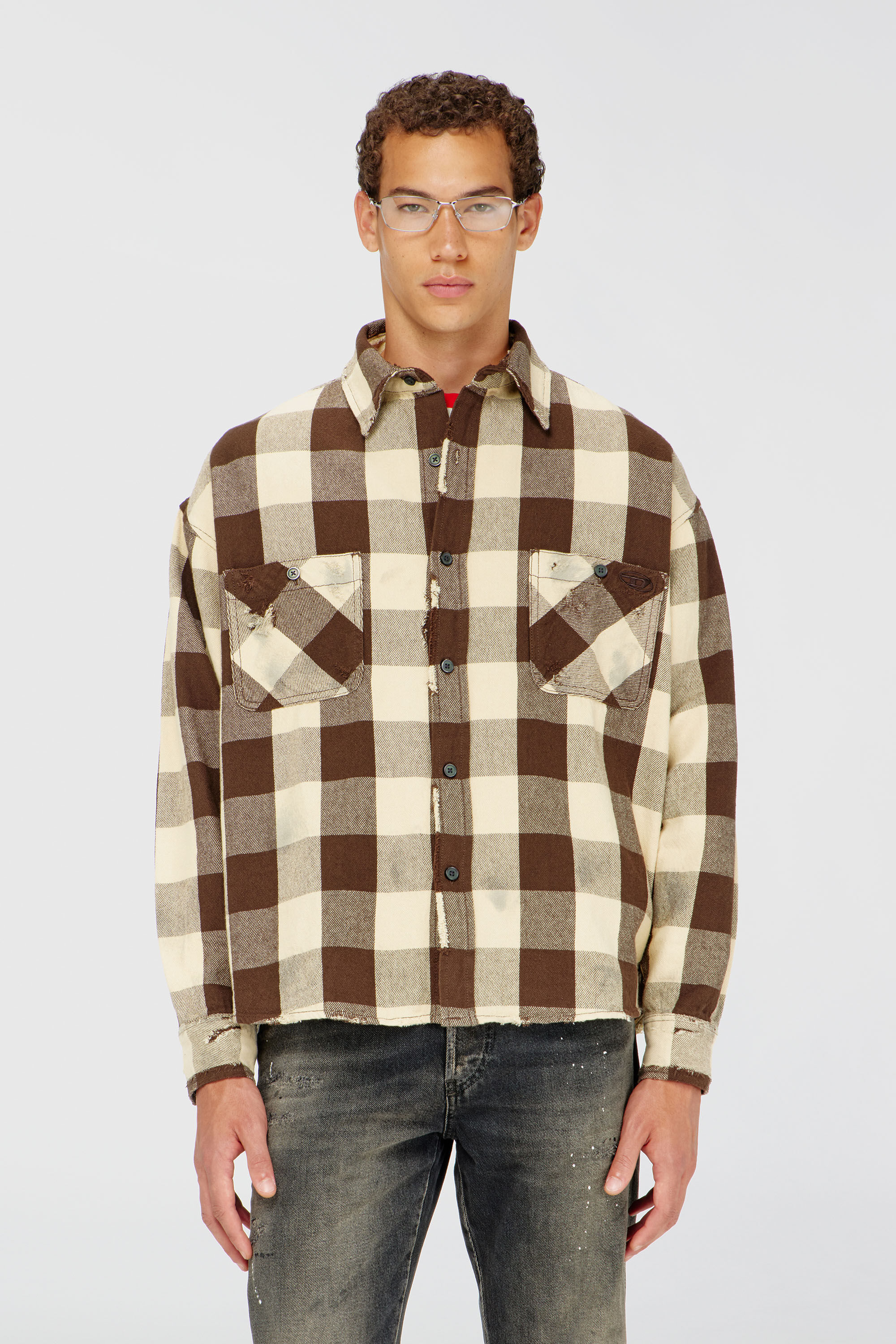 Diesel - S-DRUM, Chemise &agrave; carreaux effet us&eacute; Homme in Polychrome - 3