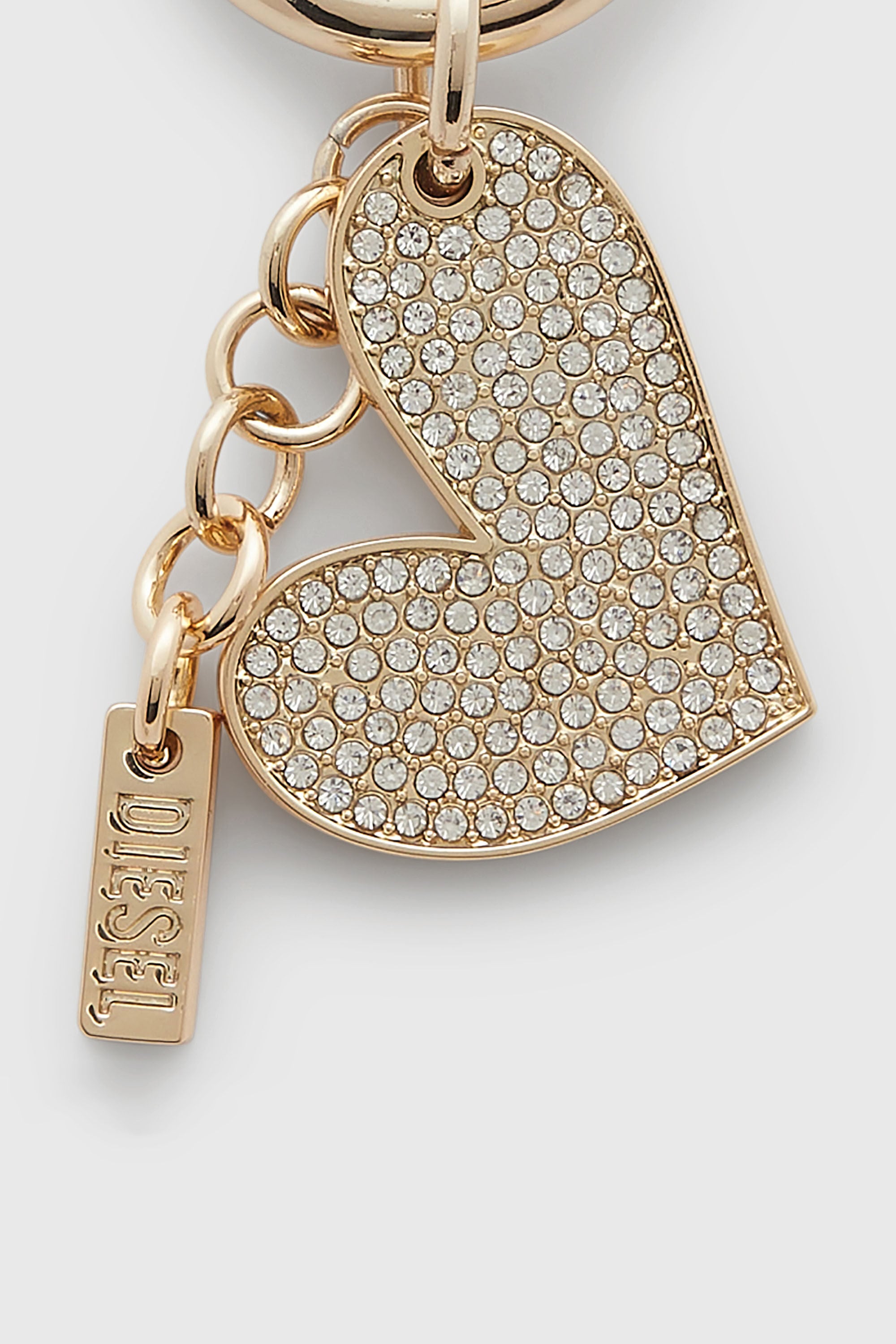 Diesel - CHARM-HEART, Breloque c&oelig;ur en m&eacute;tal avec strass Femme in Dor&eacute; - 3