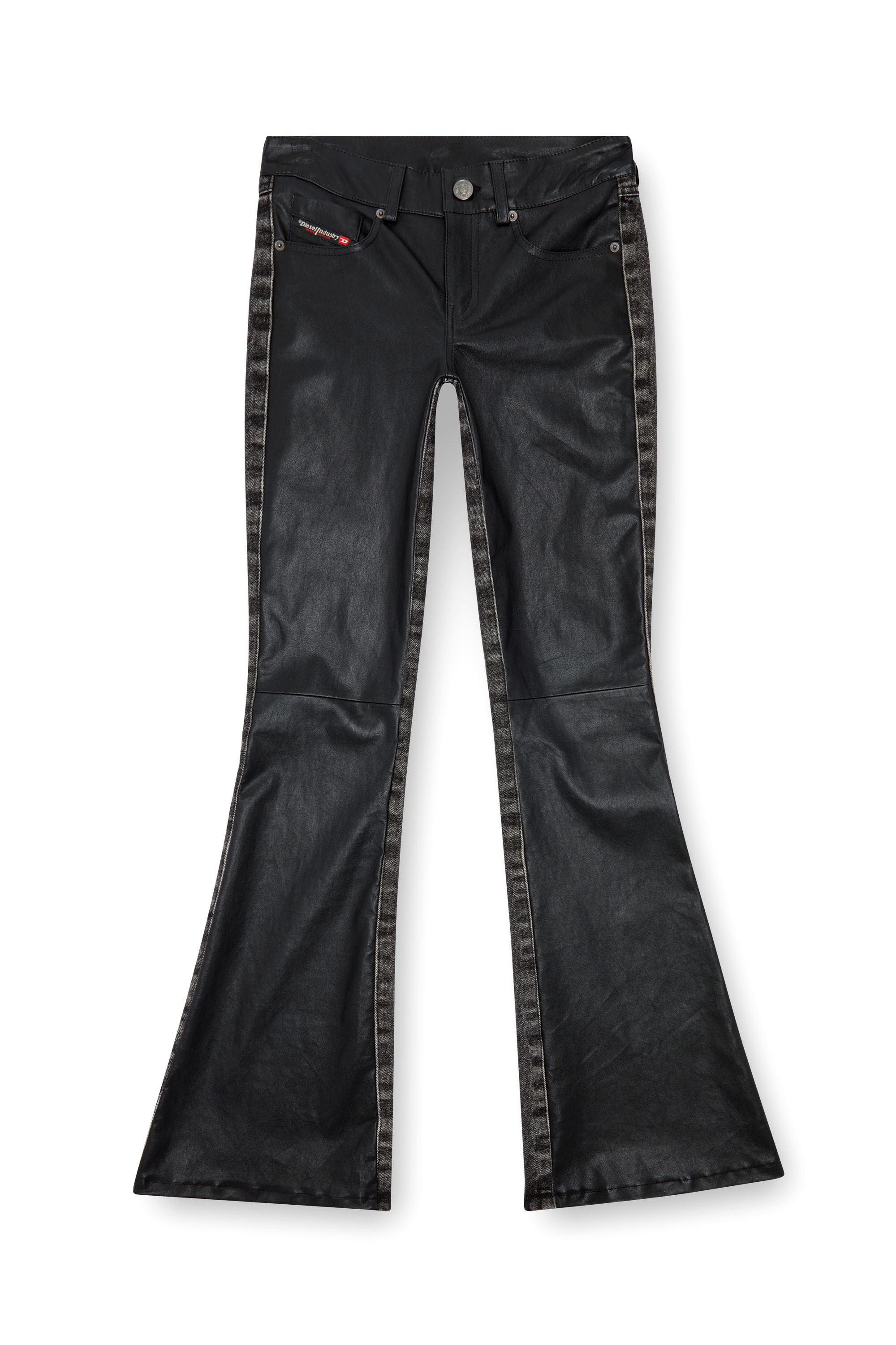 Diesel - L-OVELY, Femme Pantalon bootcut en cuir et denim in Noir - Image 2
