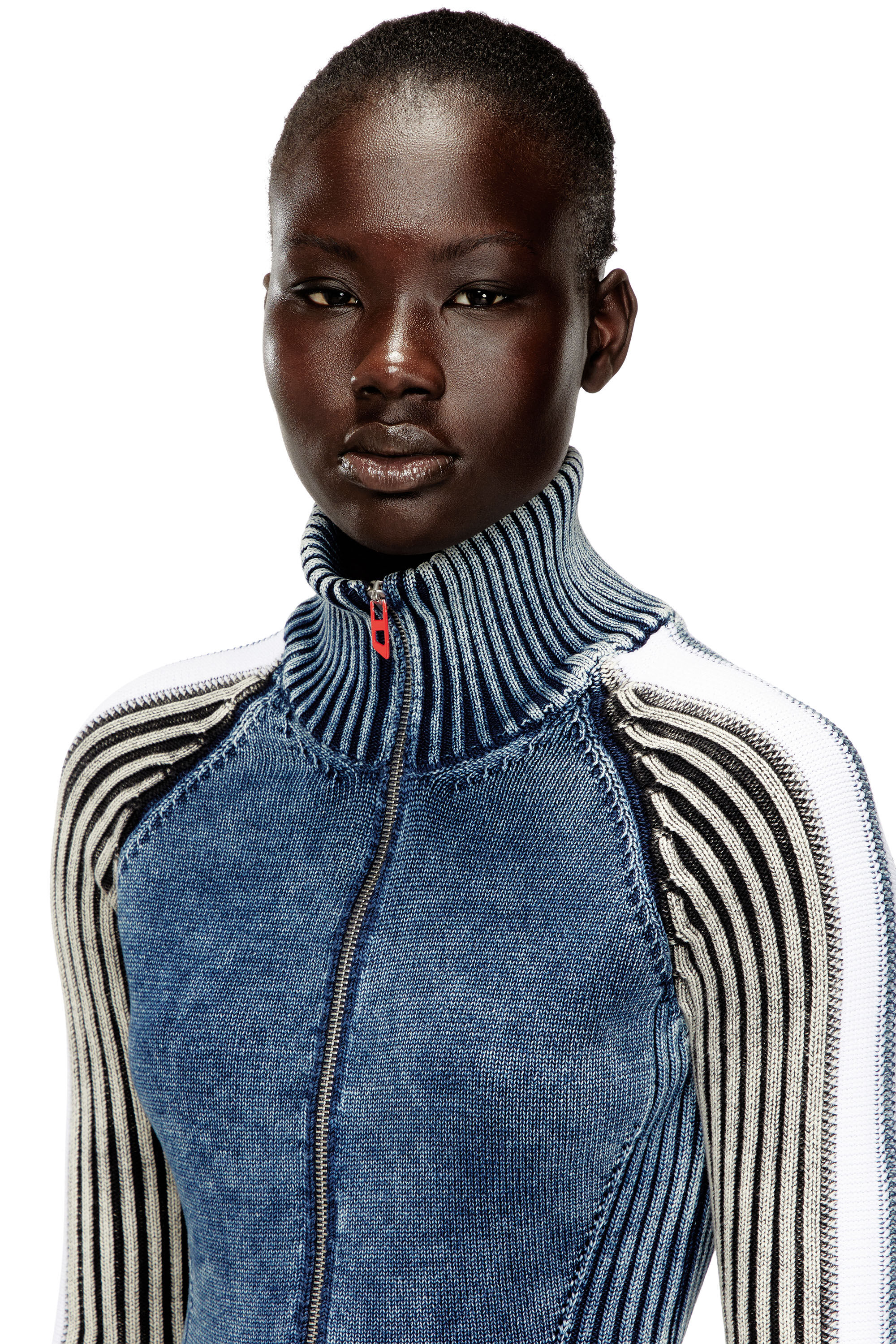 Women's Zip-up cardigan with sporty bands | Multicolor | Diesel
