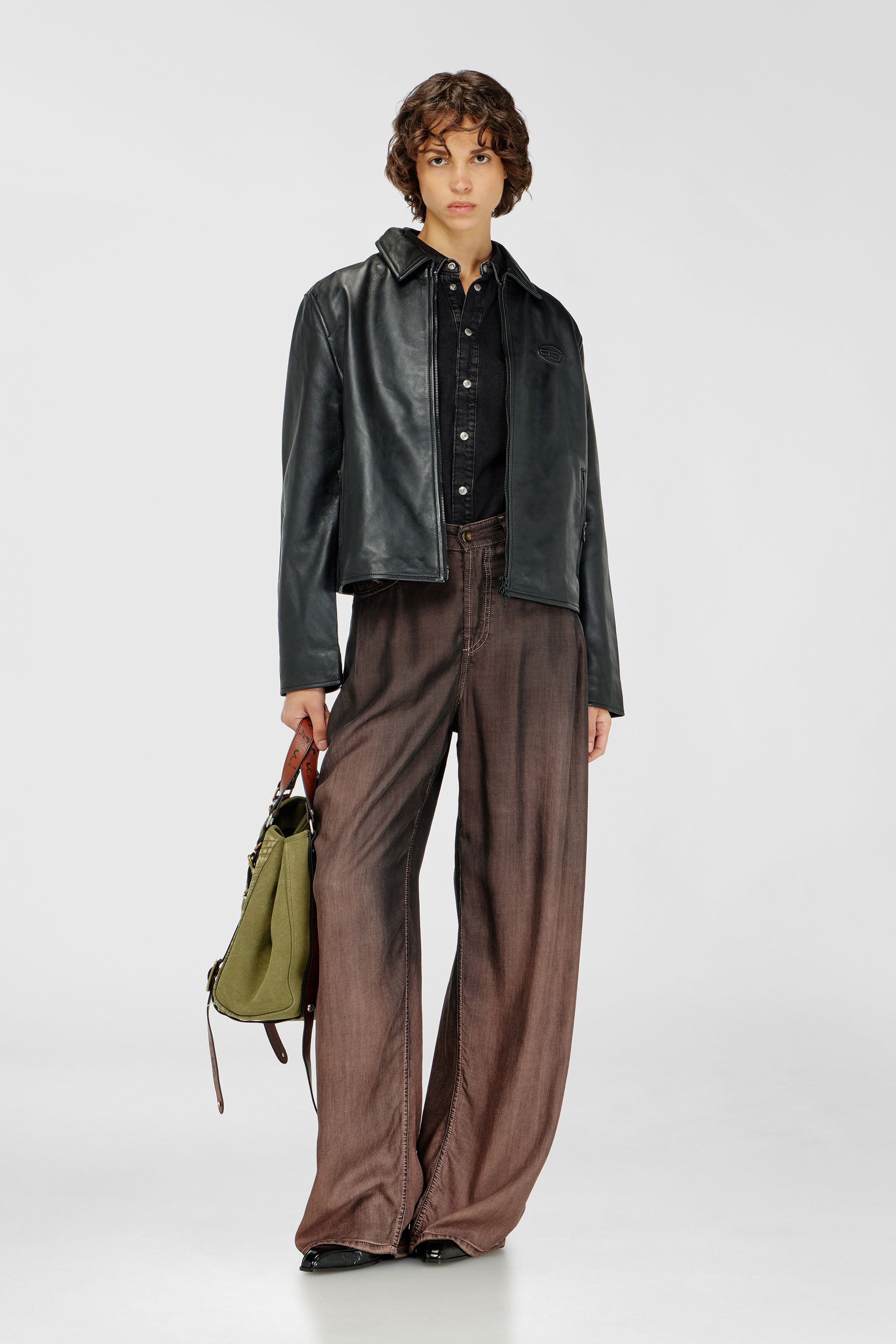 Diesel - DE-EAZY, Chemise en denim avec coutures contrast&eacute;es. Femme in Noir - 1