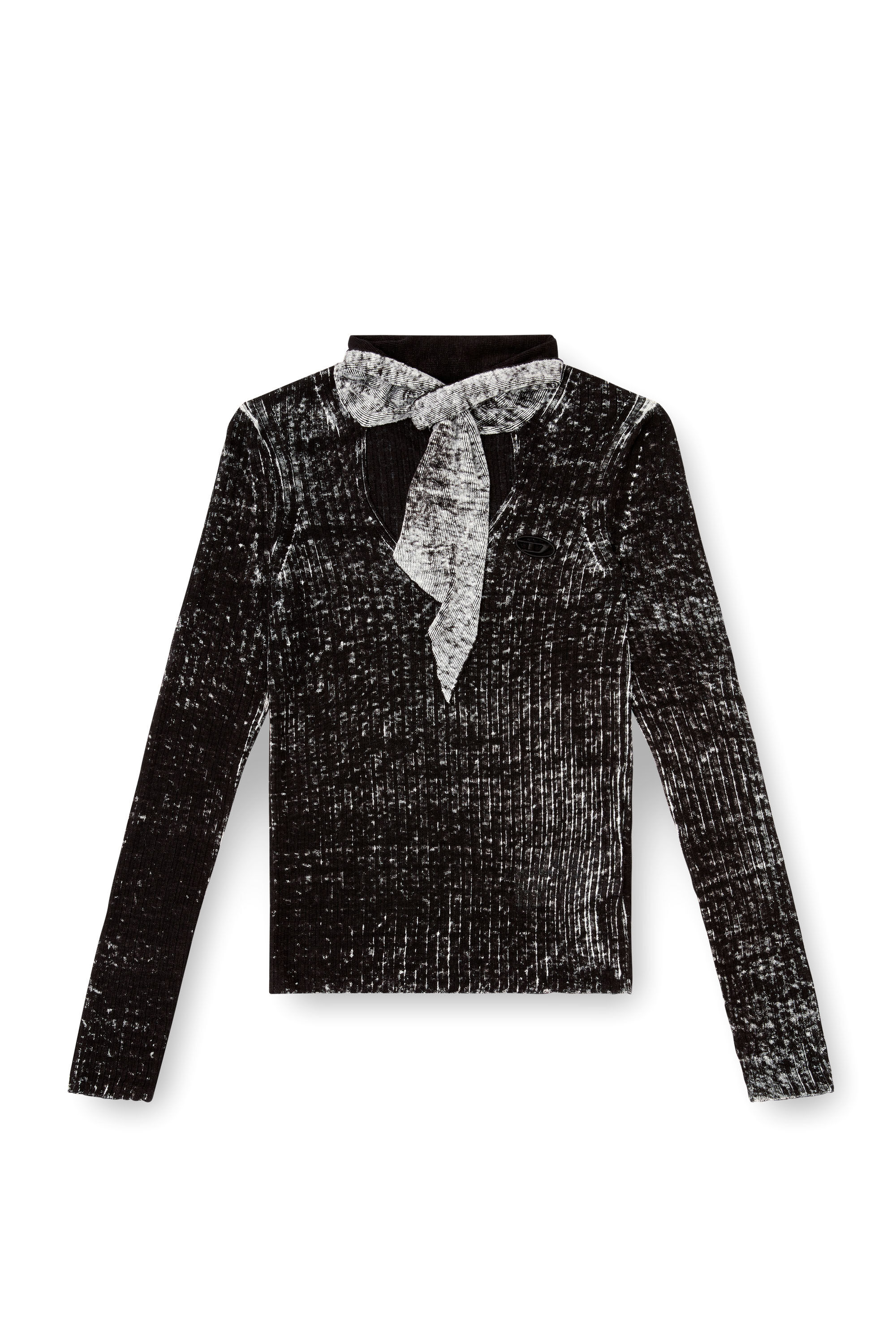 Diesel - M-ELAN, Pull en lin avec encolure trou de serrure et nœud Femme in Noir - 2
