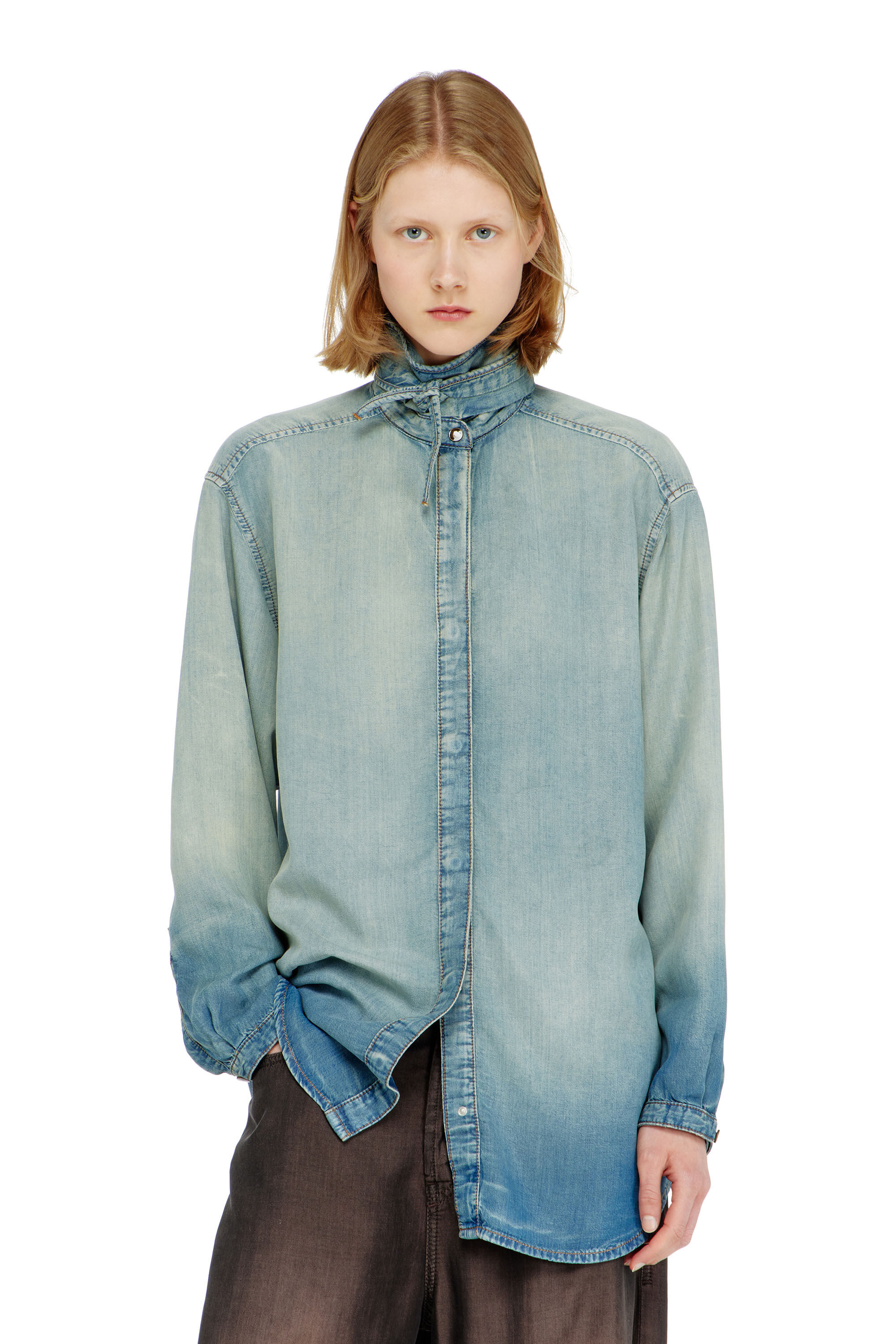 Diesel - DE-ARVEN-S1, Chemise en denim fluide marbr&eacute; Femme in ToBeDefined - 2