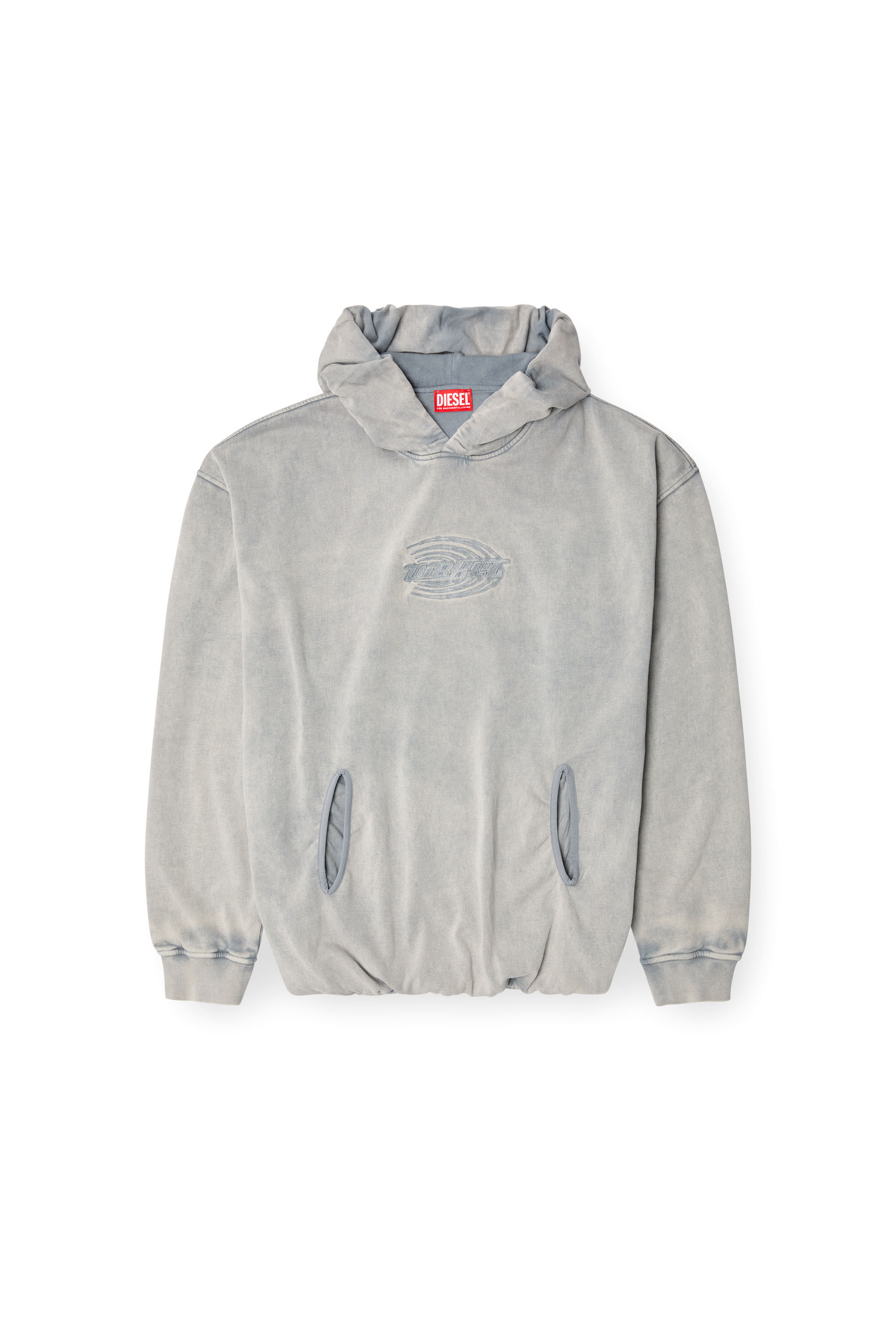 Women's Gathered acid-wash hoodie | Blue | Diesel