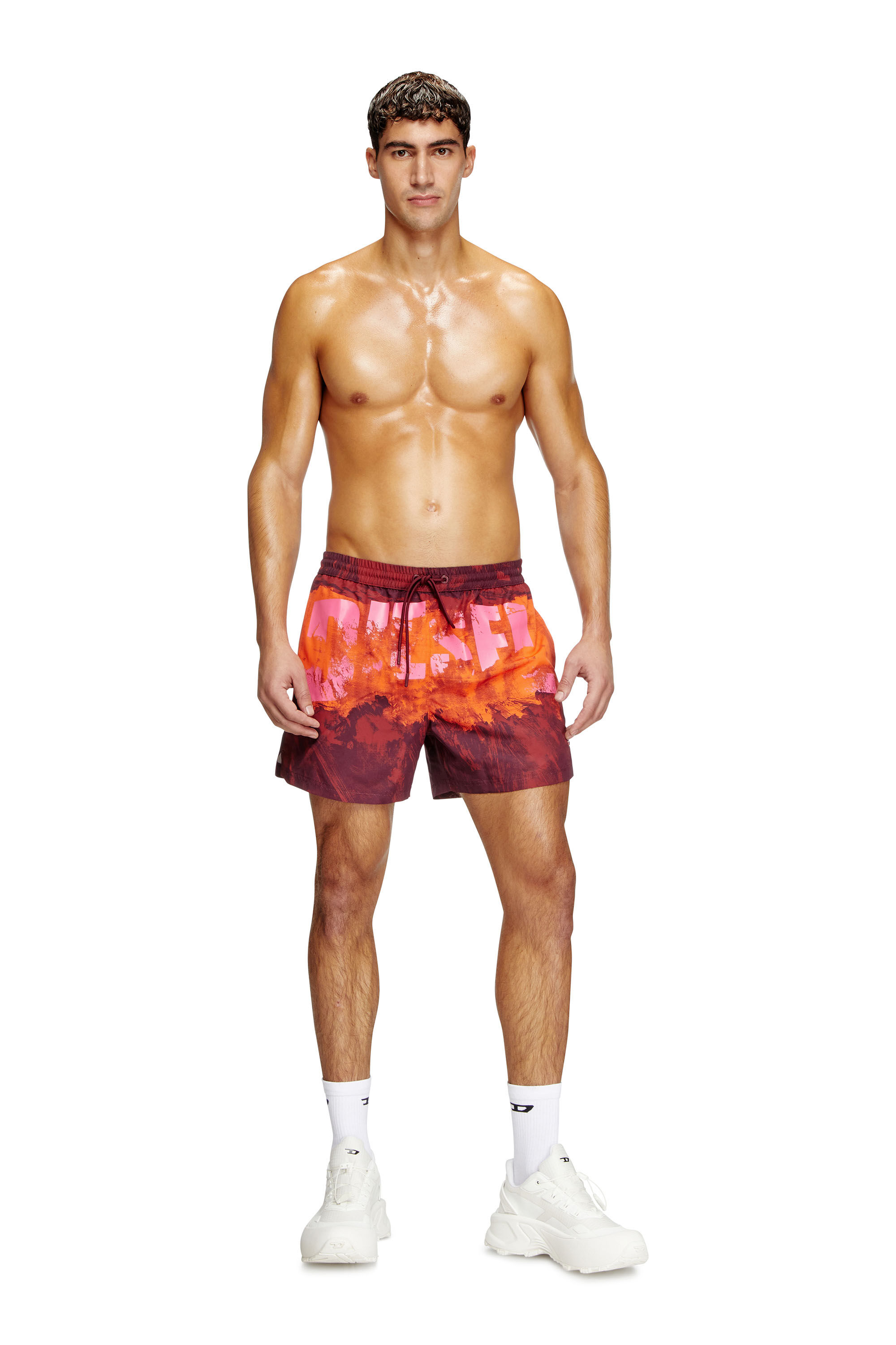 Diesel - KEN-37-D-POP, Short de bain mi-long avec imprimé graphique Homme in Rouge - 2