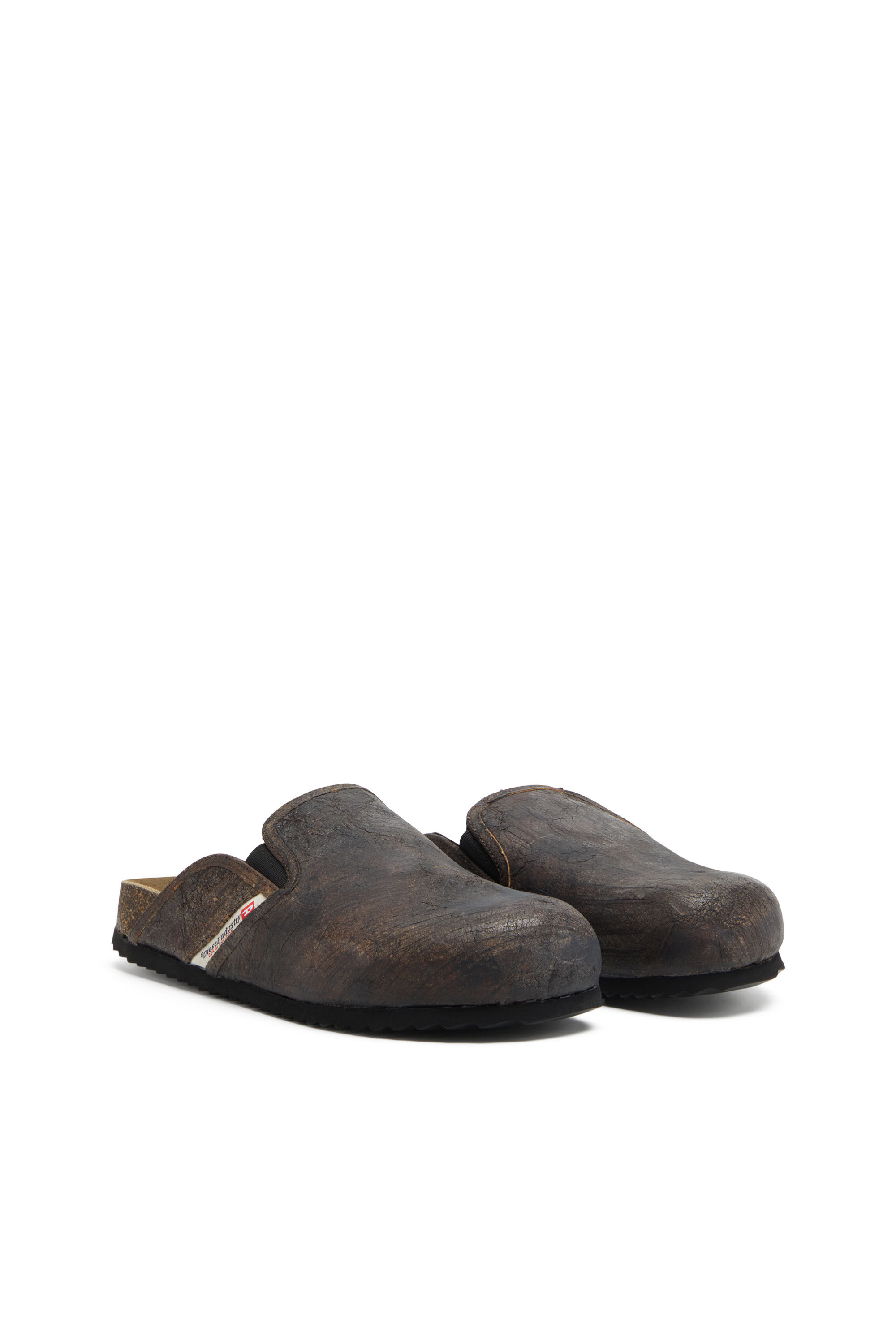 Diesel - D-WOODSTOCK SLIP-ON, D-Woodstock-Sabots en daim à effet craquelé Homme in Marron - 2