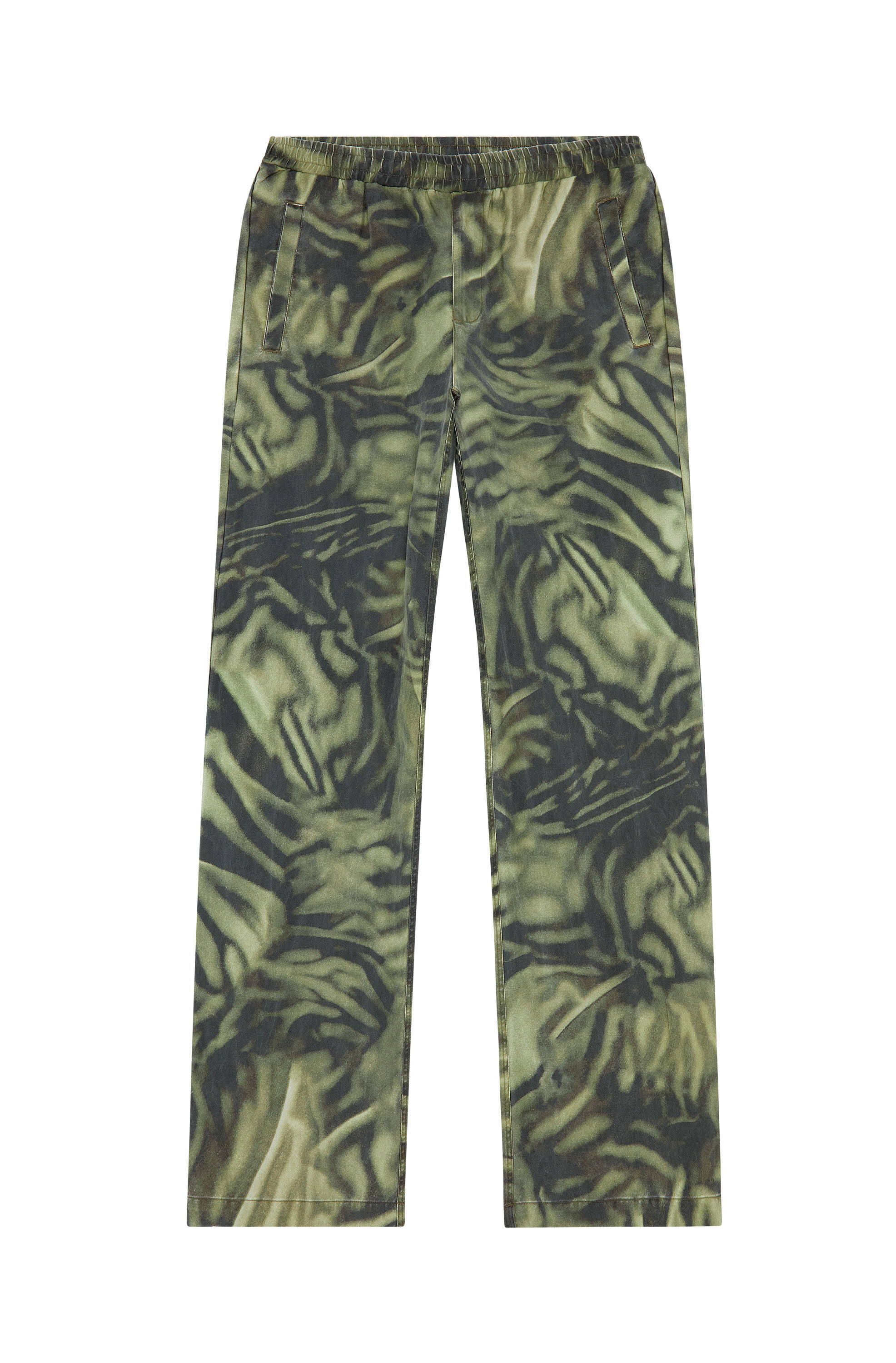 Diesel - P-GOLD-ZEBRA, Man Twill pants with zebra-camo print in Green - Image 2