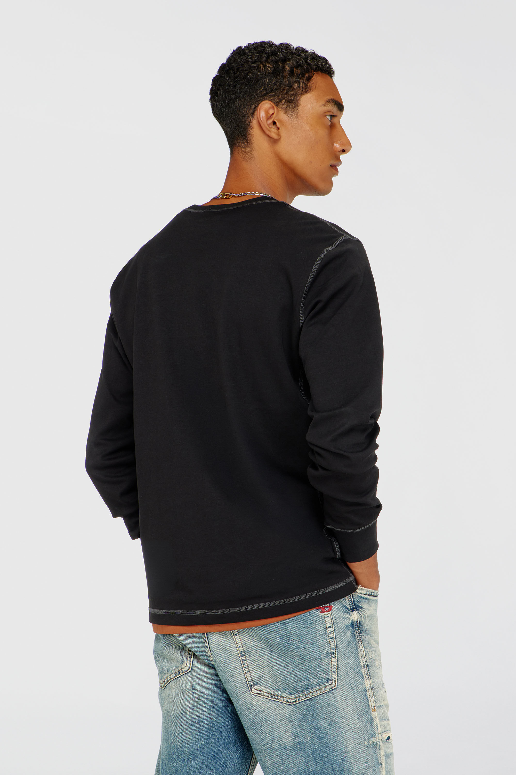 Diesel - T-MADJUST-LS-TR, T-shirt &agrave; manches longues en coton avec Oval D Homme in Polychrome - 4