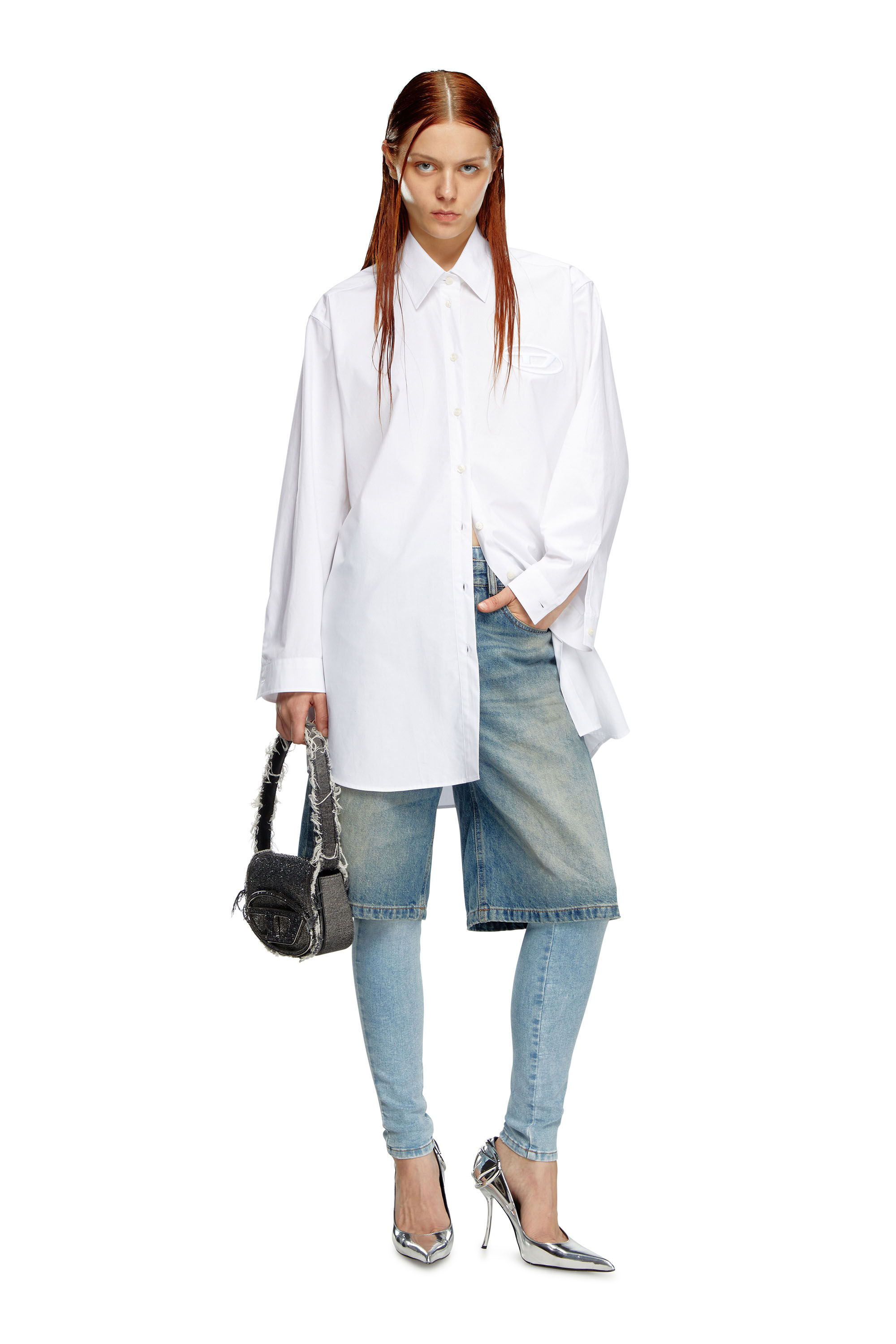 Diesel - 1DR, 1DR-Sac épaule iconique en denim et cristaux Femme in Noir - 6
