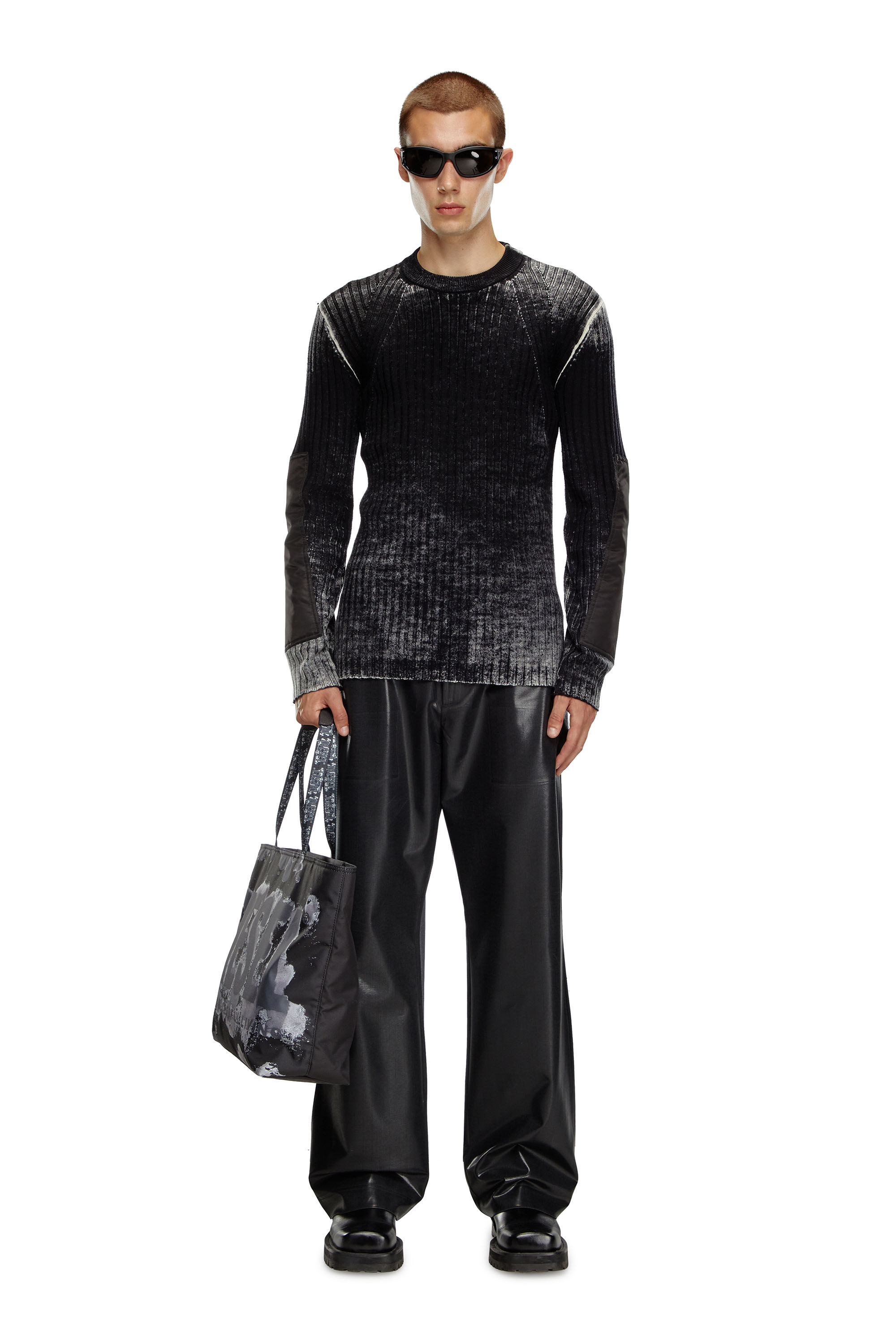 Pull en laine avec coudieres Homme Noir Diesel