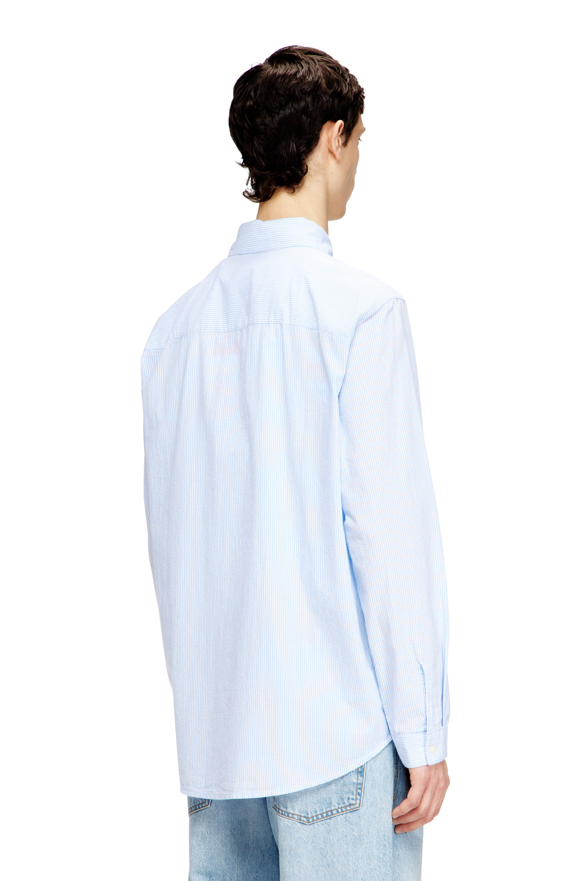 Diesel - S-SIMPLY-BKBZ, Chemise ray&eacute;e en coton froiss&eacute; Homme in Polychrome - 4