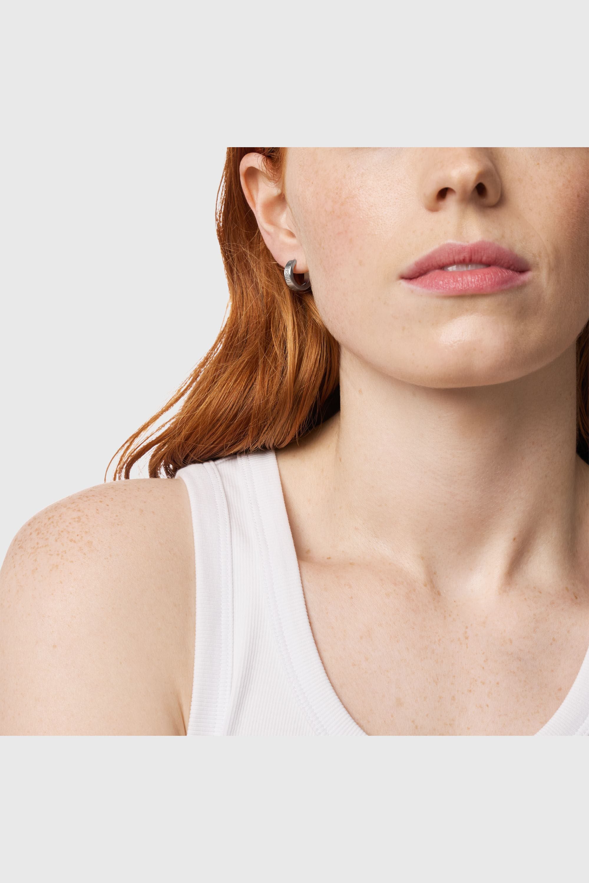 Diesel - DX1639040 JEWELLERY, Boucle d'oreille cr&eacute;ole en acier inoxydable Mixte in Gris argent&eacute; - 3