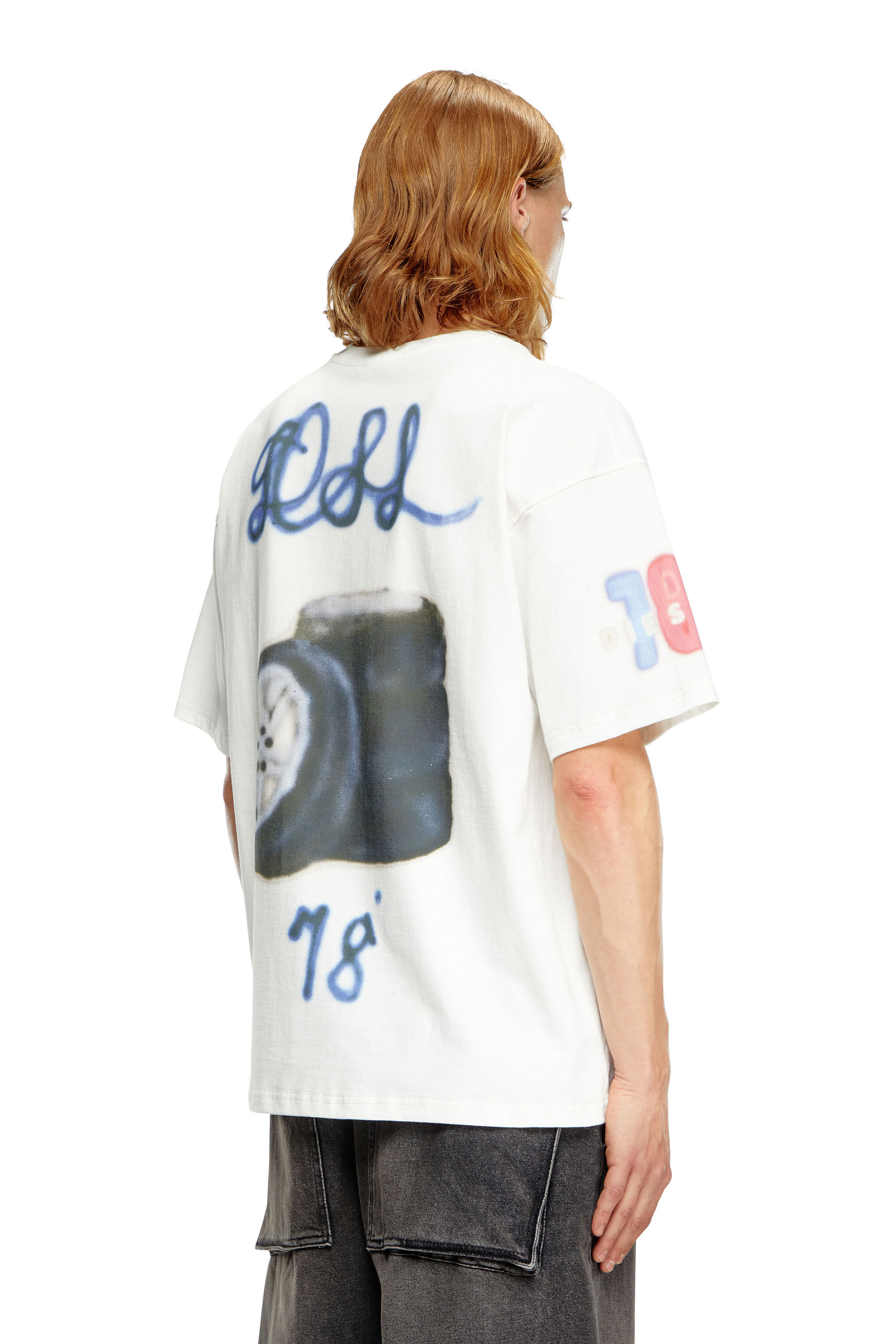 Diesel - T-BOXT-Q19, Homme T-shirt avec logo et imprimé pneu in Blanc - Image 4