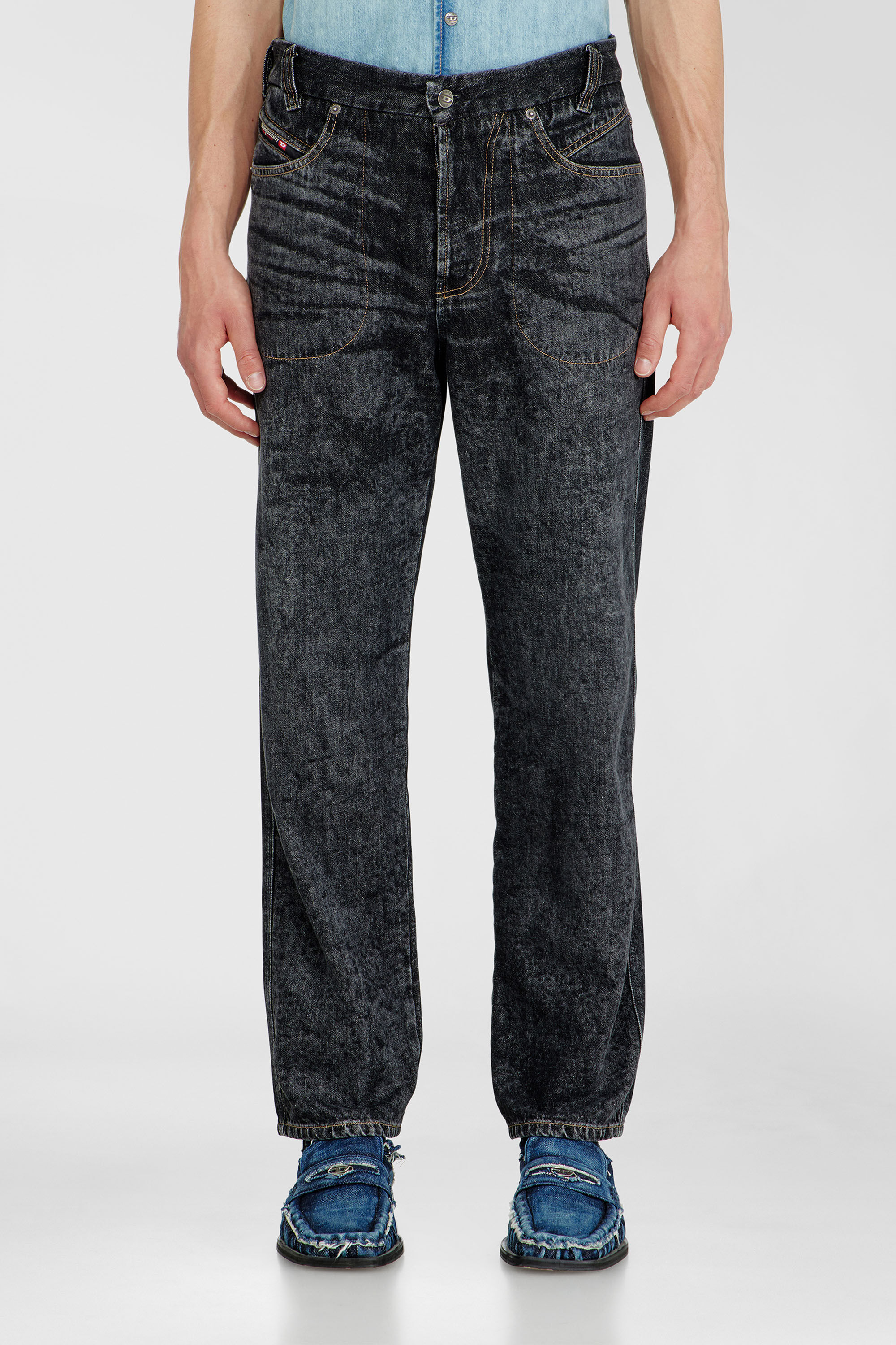 Diesel - Relaxed Jeans D-Marcus 09Q24 Homme, Noir/Gris fonc&eacute; - Image 4