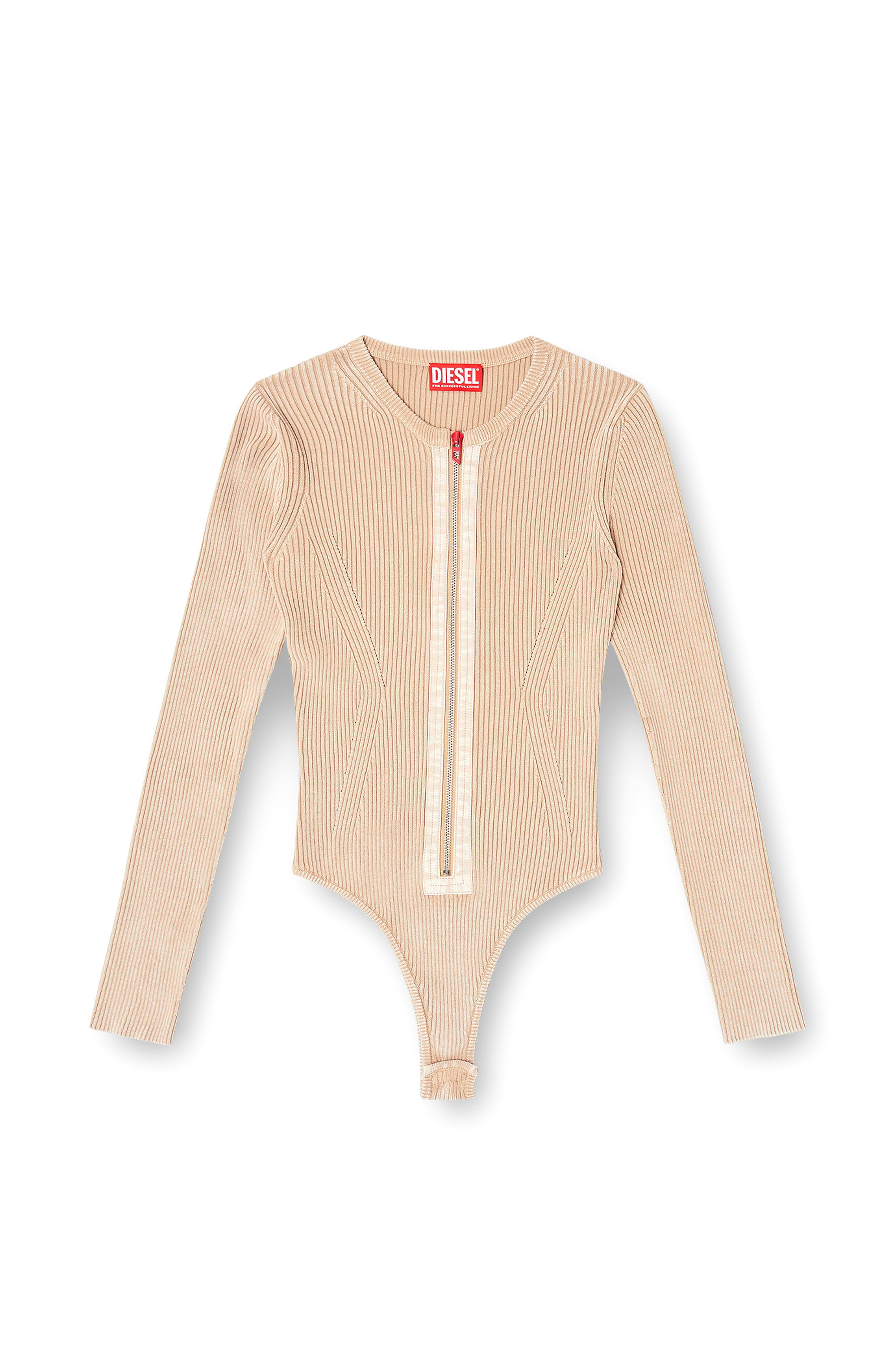 Diesel - M-GILDE, Cardigan zipp&eacute; en coton c&ocirc;tel&eacute; Femme in Beige - 2