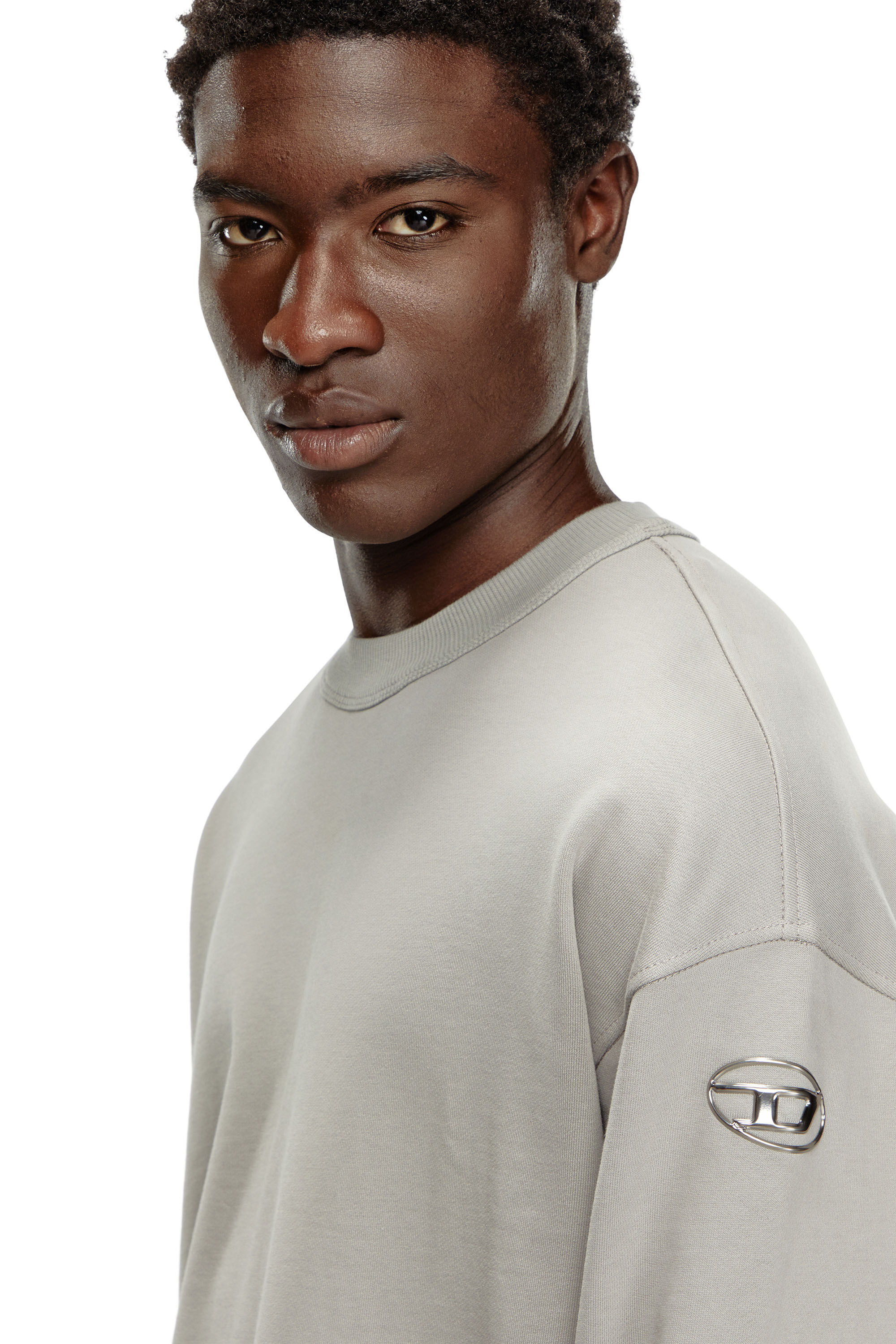Sweat shirt oversize avec logo metallise Homme Gris Diesel