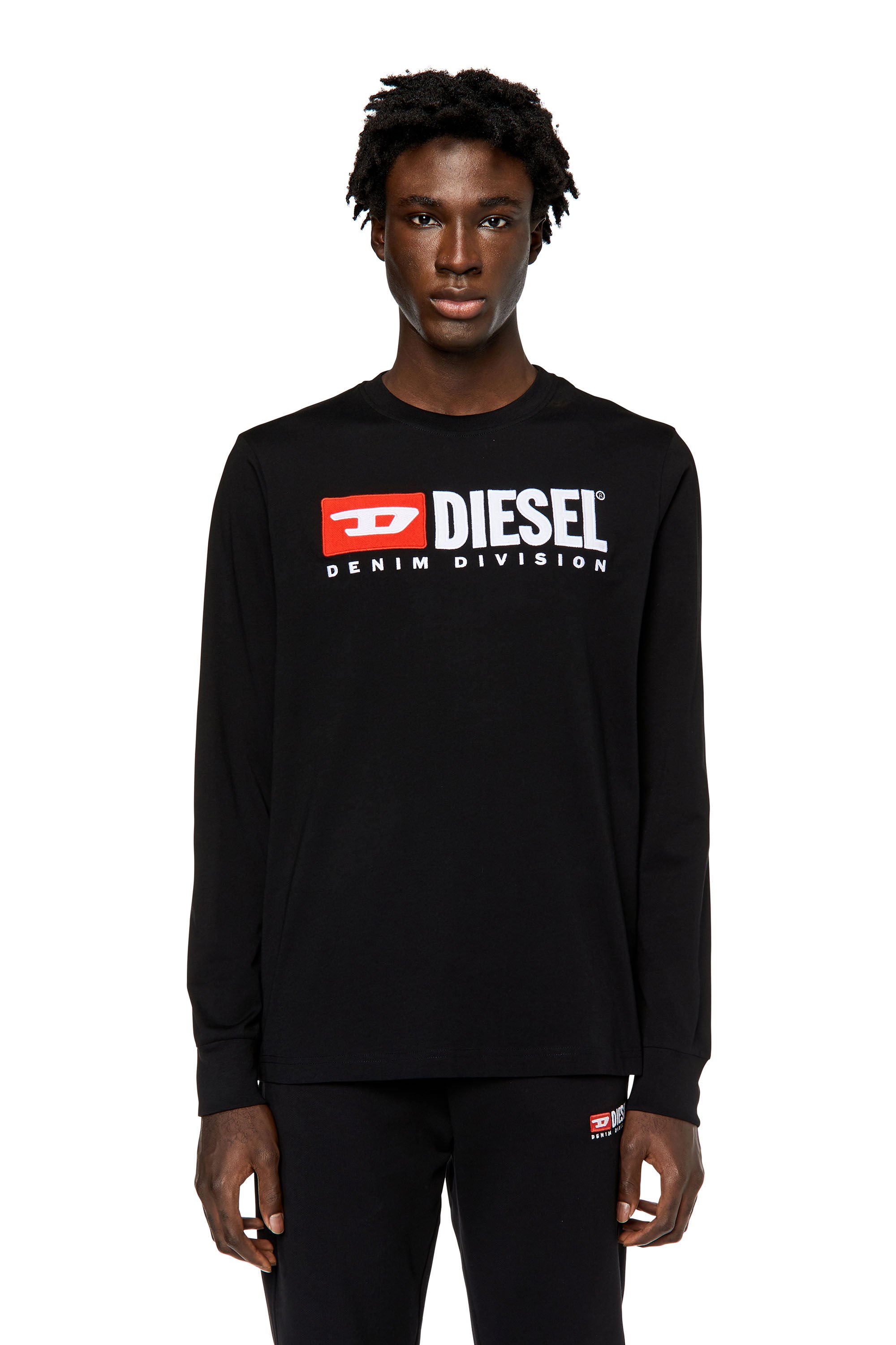 Diesel - T-JUST-LS-DIV, Man Long-sleeve T-shirt with embroidery in Black - Image 3