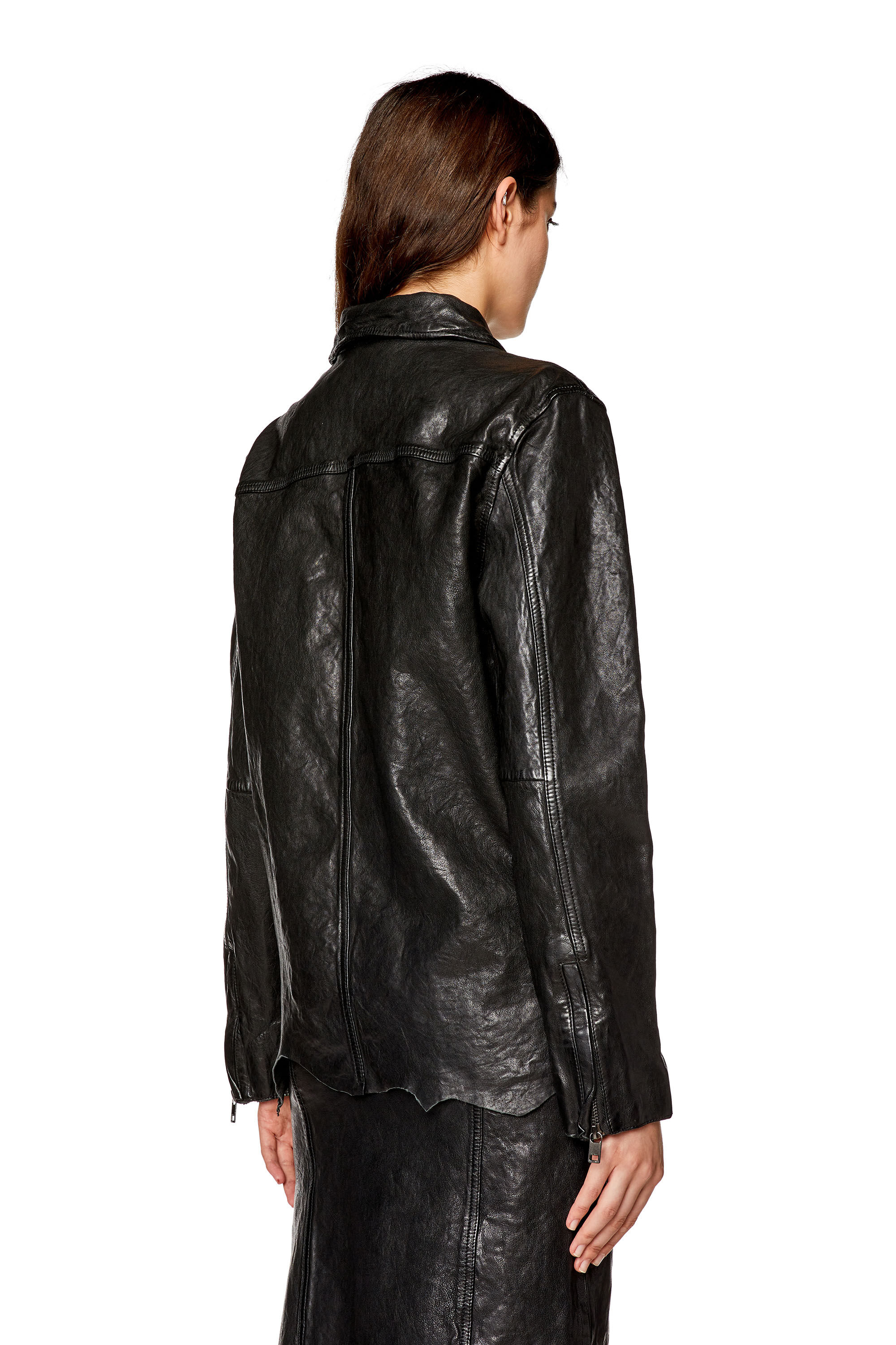 Veste en cuir froiss brillant Femme L MELL Diesel