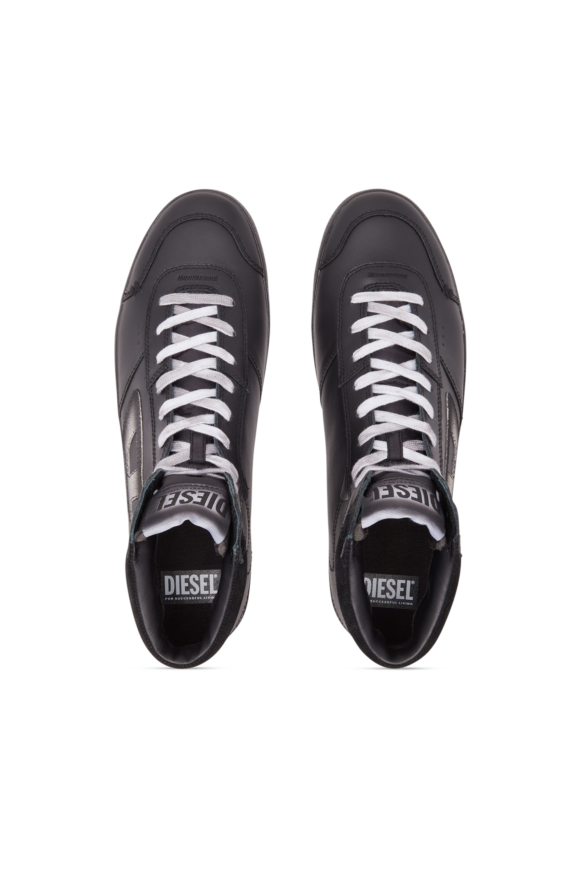 Diesel - S-LEROJI MID, Man S-Leroji Mid-Leather high-top sneakers with colour bleed in Black - Image 4