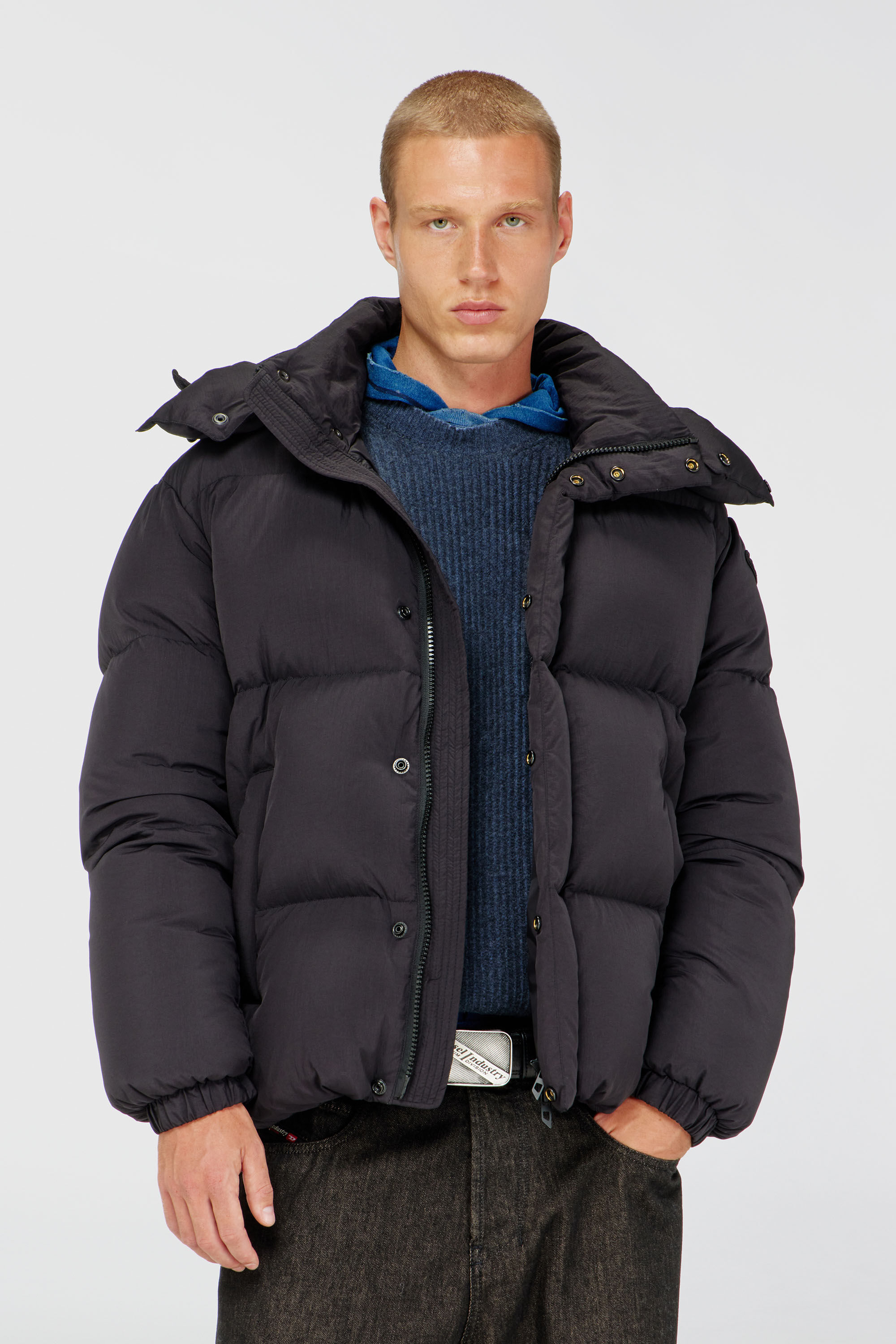Diesel - W-ROLFYS-WRD, Veste matelass&eacute;e en Taslan ViralOff&reg; Homme in Gris - 3