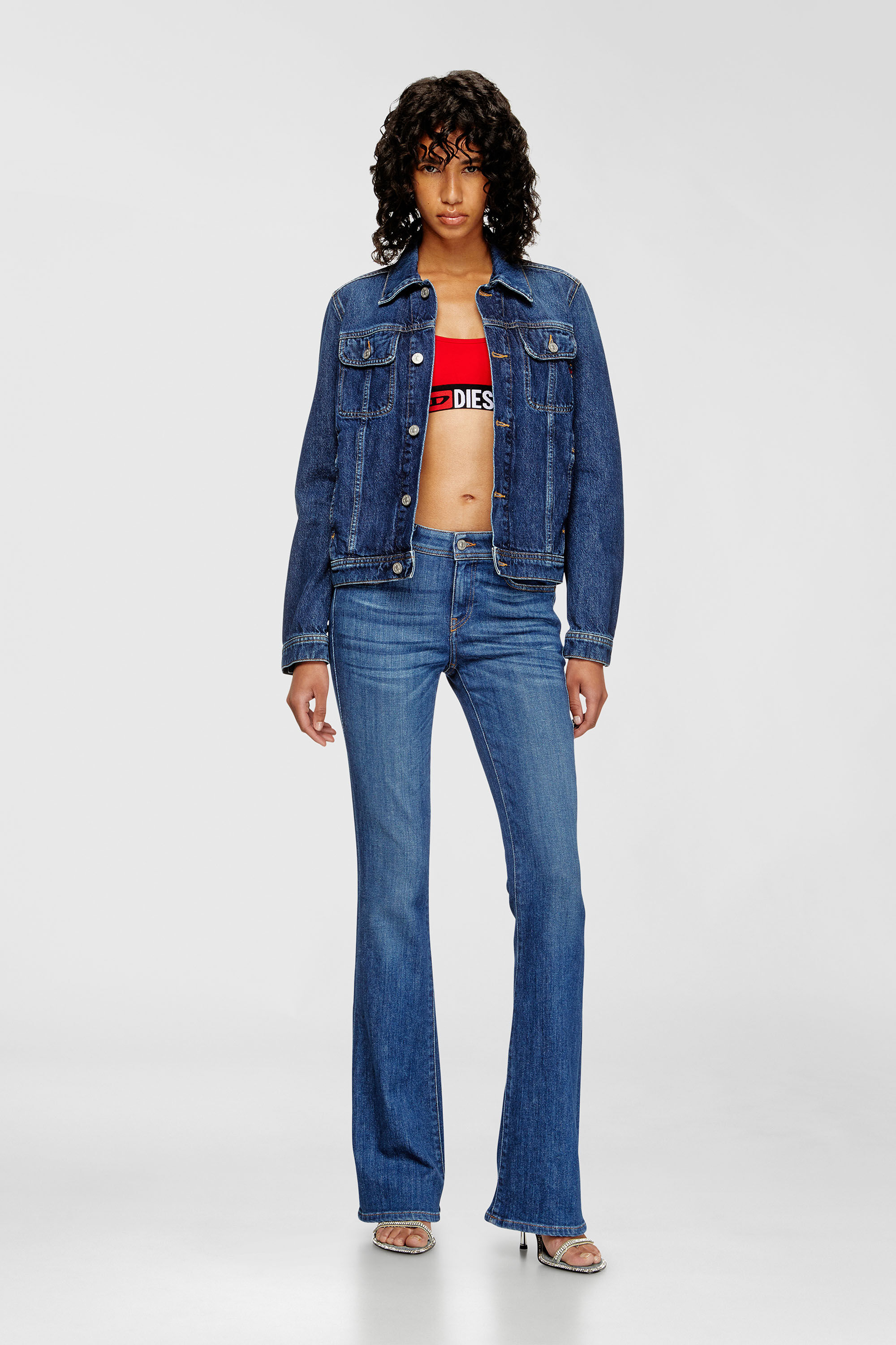 Diesel - UFSB-ORIBA, Bralette avec bande logo Femme in Rouge - 6