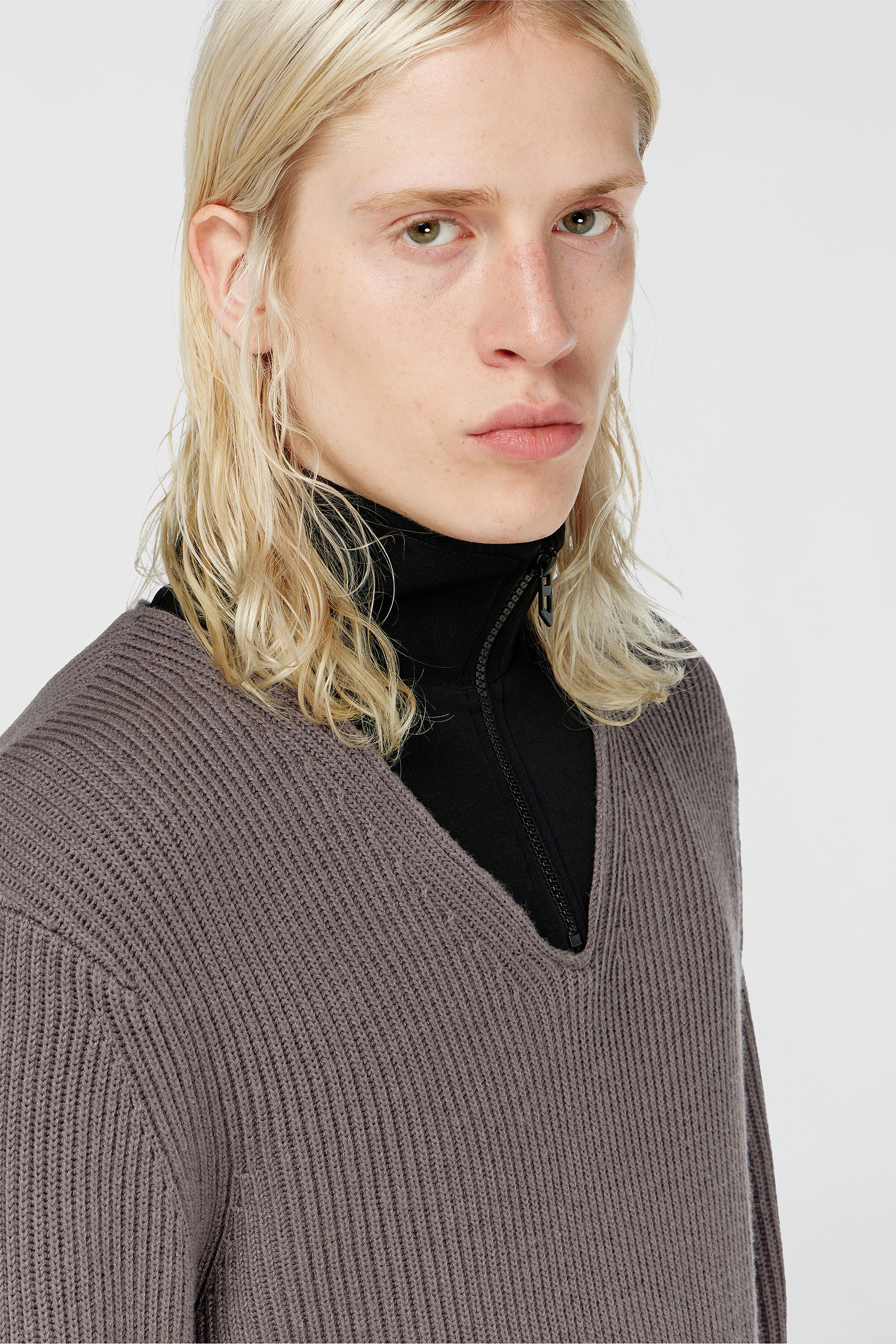 Diesel - K-MAMU, Pull &agrave; zip court avec col superpos&eacute; Homme in Polychrome - 5