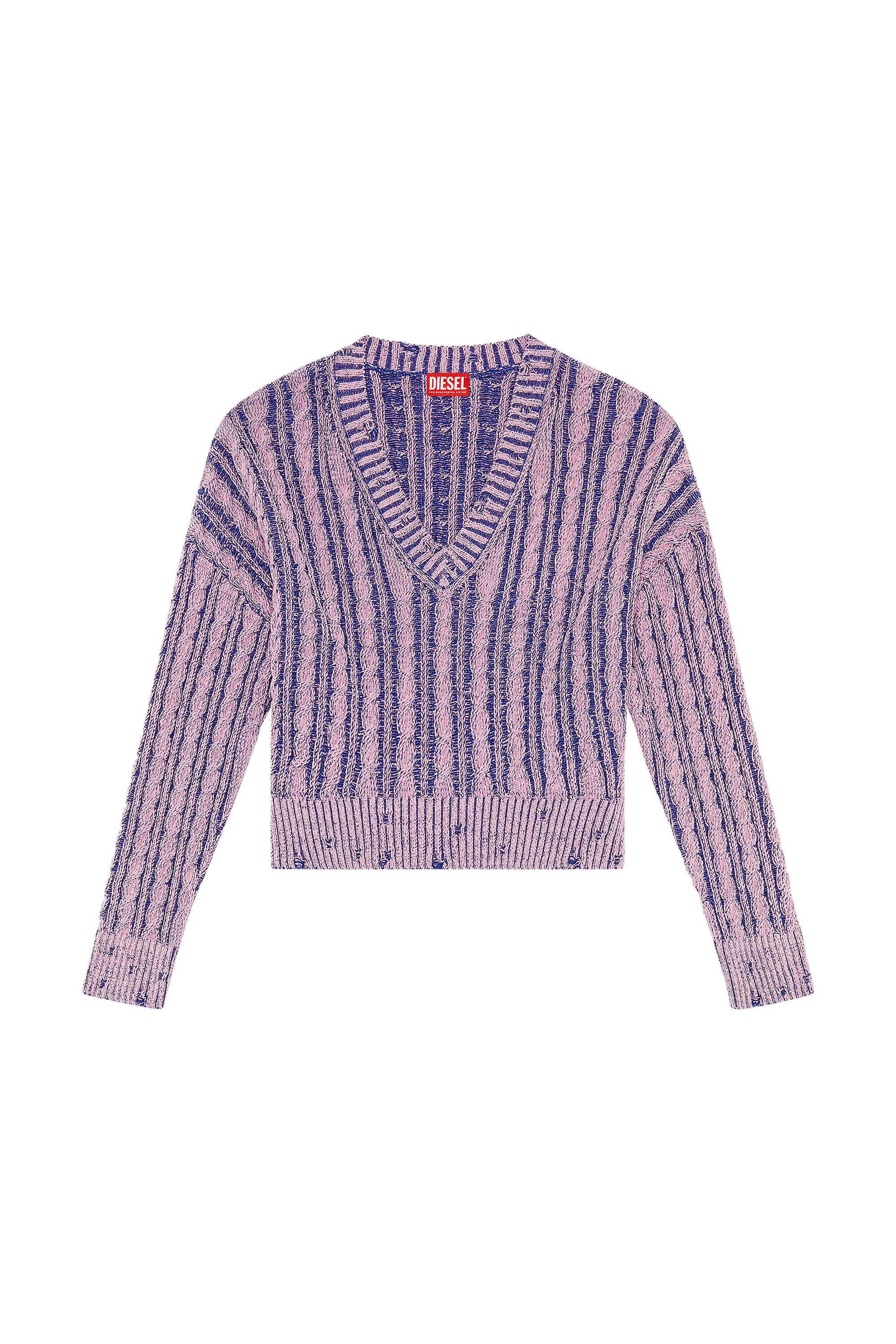 Diesel - M-OXIA, Pull épais en coton bicolore Femme in Violet - 2