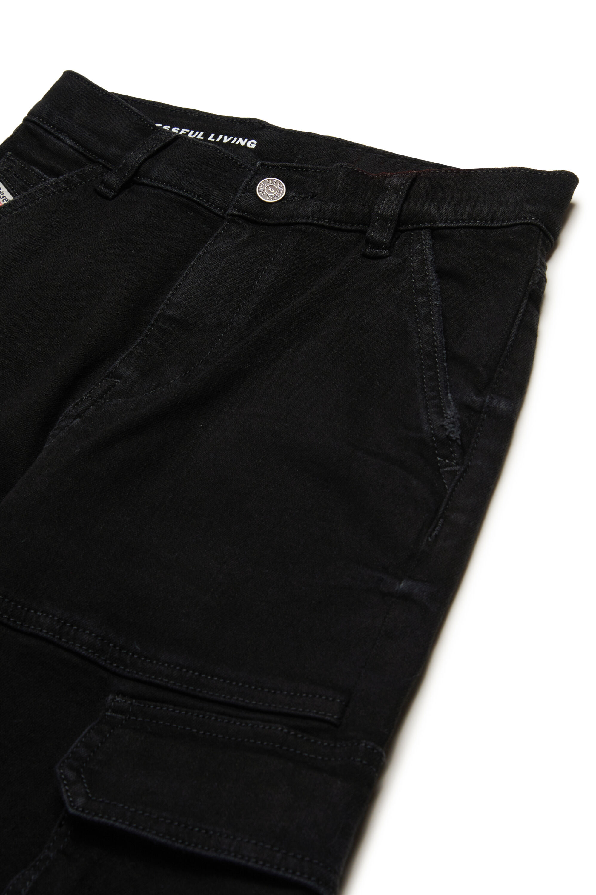 DIESEL カーゴデニムパンツ D-Argjx-Cargo-J Loose Jeans - D-Argjx | Black | 4-16 YEARS Girls | Diesel