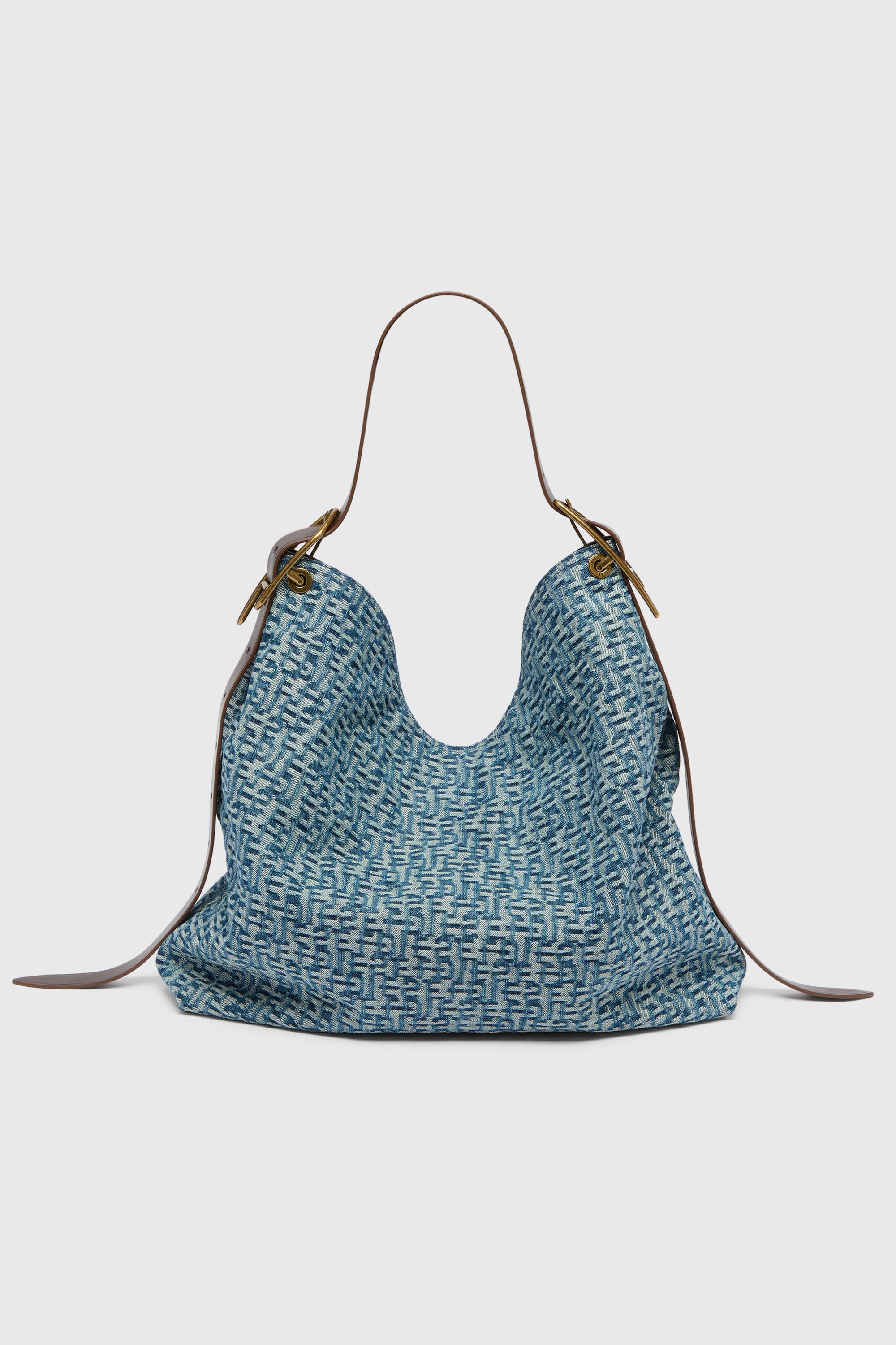 Diesel - D-LINE HOBO L, D-Line Sac hobo en denim monogramm&eacute; Femme in Bleu - 3