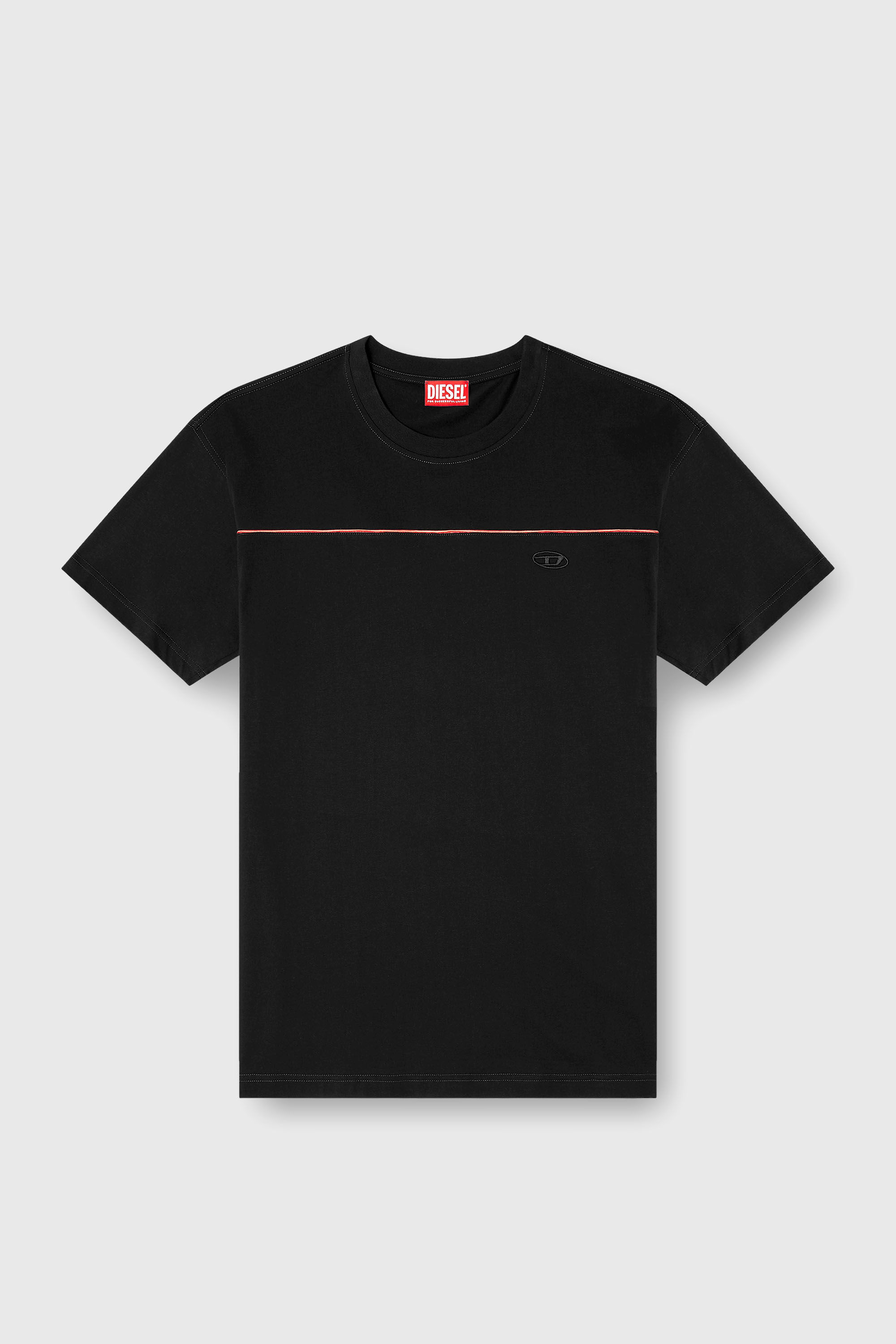Diesel - T-NORM-PIPING, T-shirt avec passepoil contrastant Homme in Noir - 2