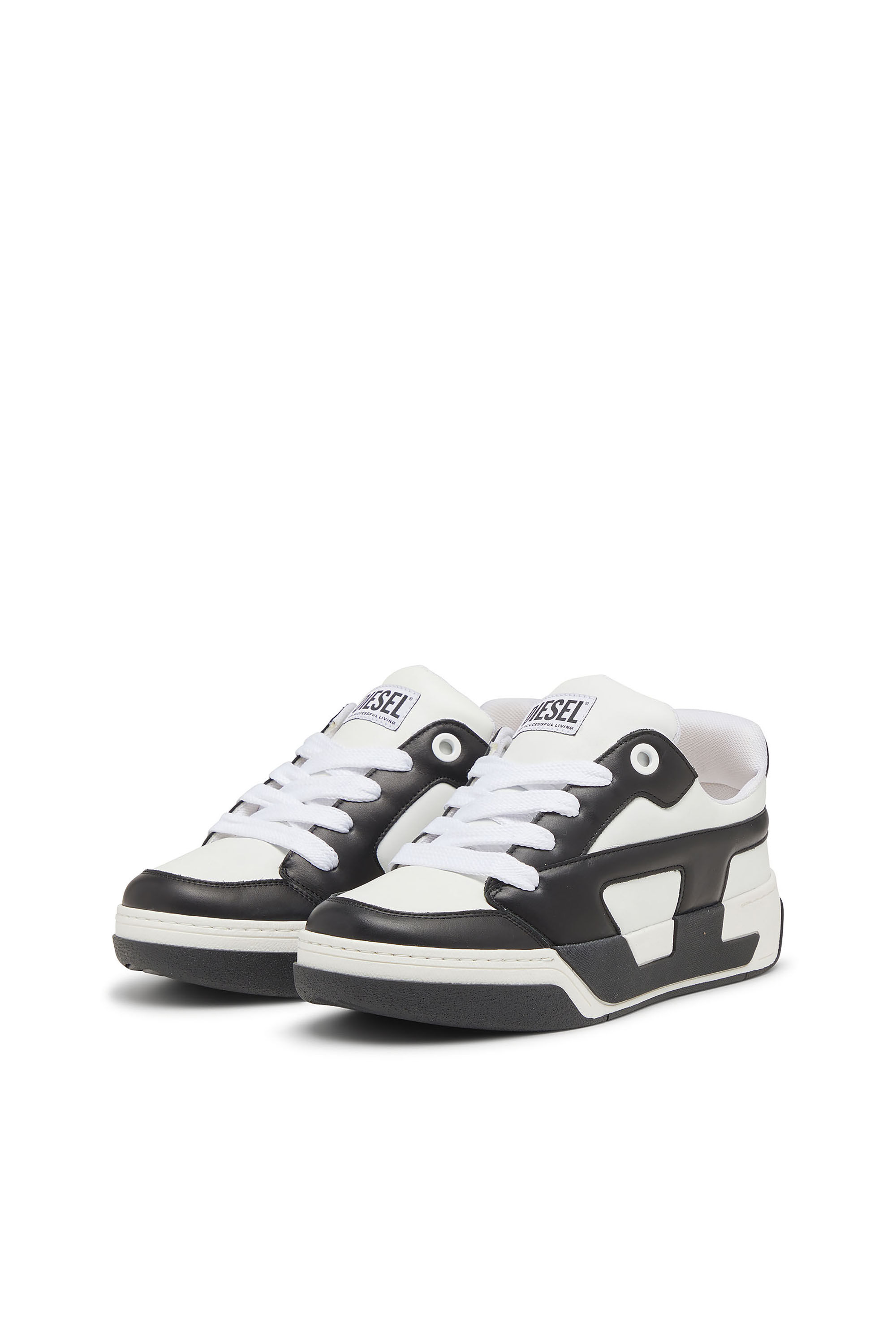 Diesel - S-D-OLLIE LOW, Man's D-Ollie-Sneakers in colour-block leather in White/Black - 7