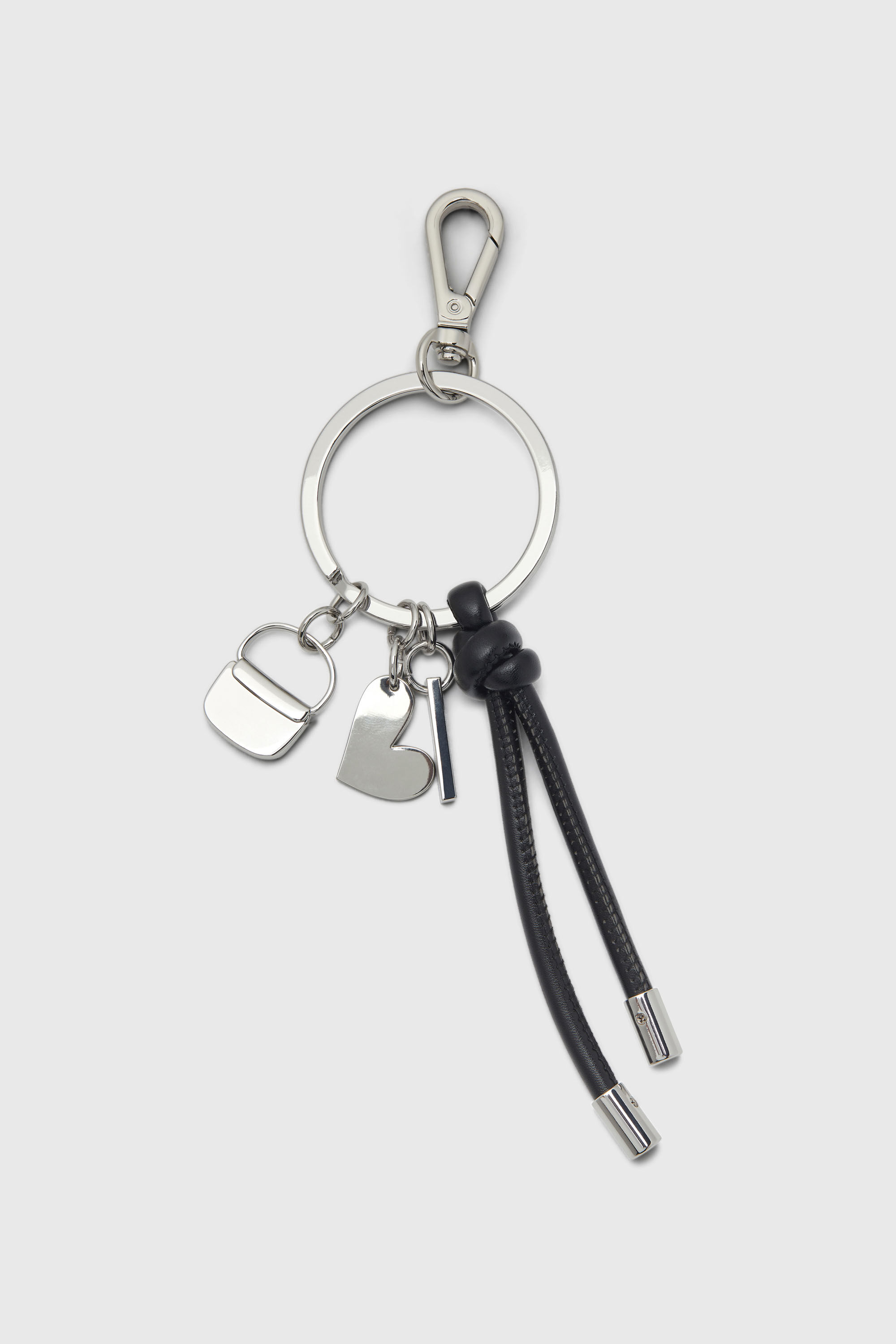 Diesel - MULTI III, Porte-cl&eacute;s orn&eacute; de pendentifs c&oelig;ur et sac Femme in Gris argent&eacute; - 2