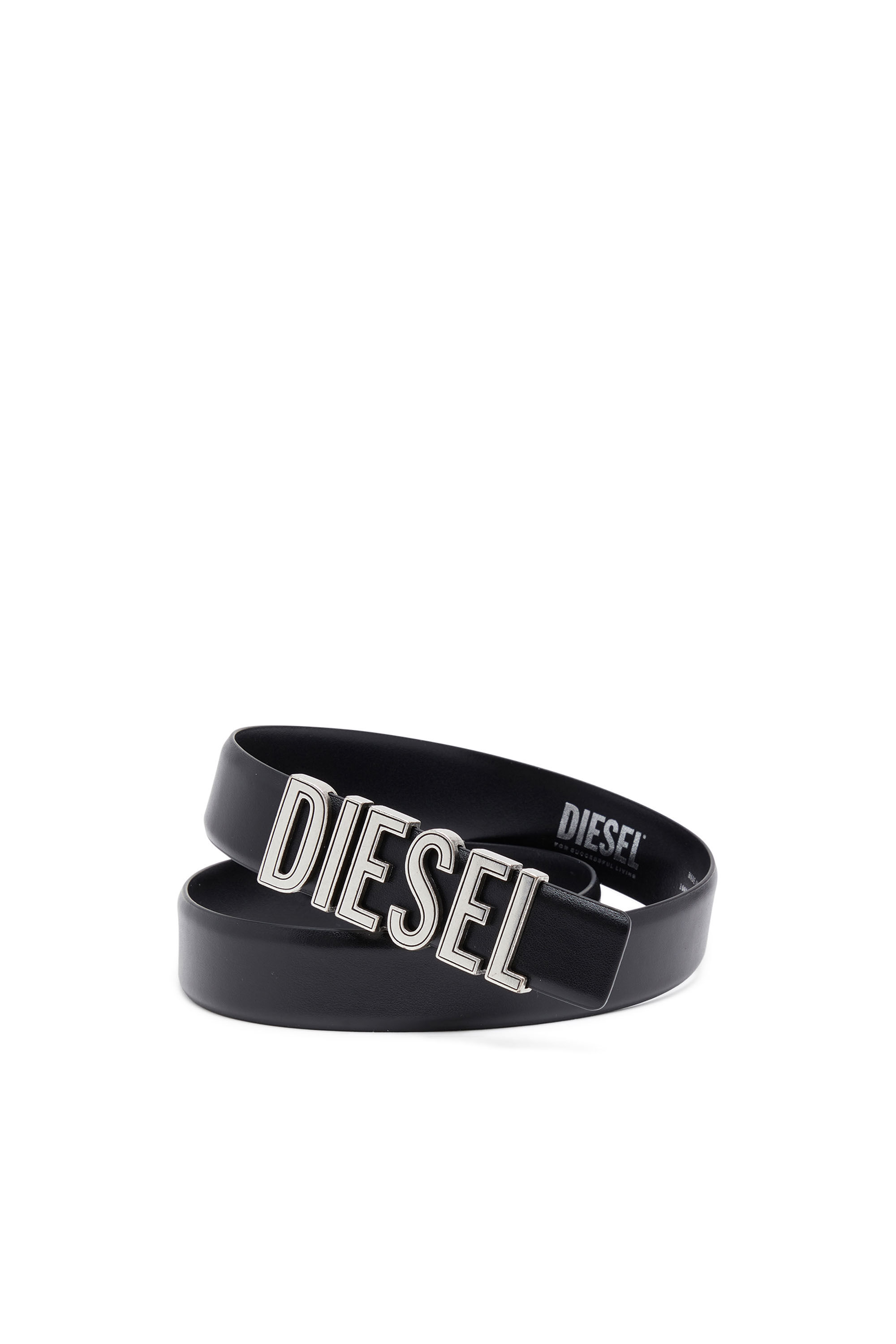 Ceinture en cuir avec grosses lettres a logo Femme Noir Diesel